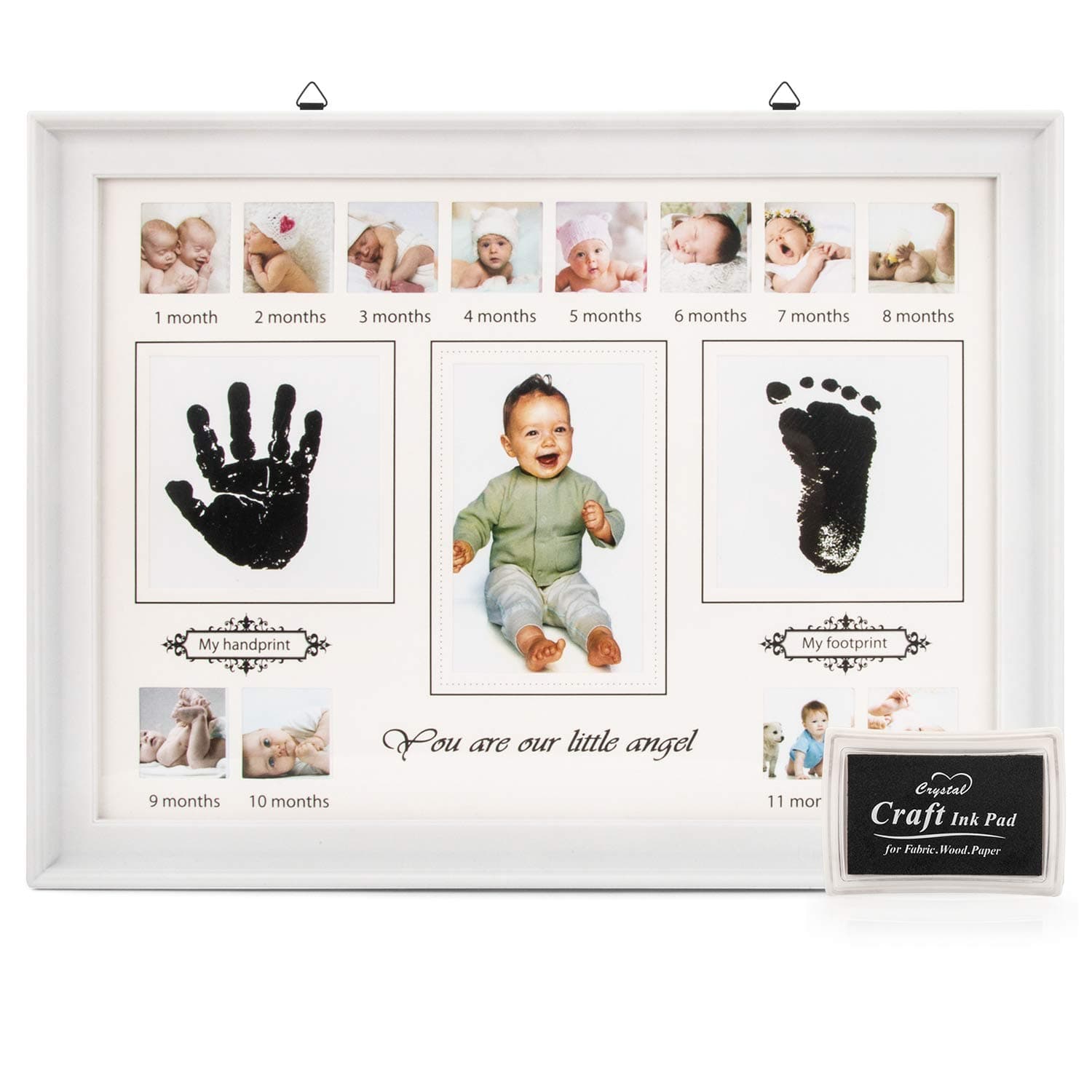RIZON Baby Handprint Kit & Footprint, Baby Photo Frame First Year Ornament Keepsake Box for Newborn Boys & Girls, Perfect for Baby Photo Wall Decor, New Mom Gifts, Baby Shower Registry