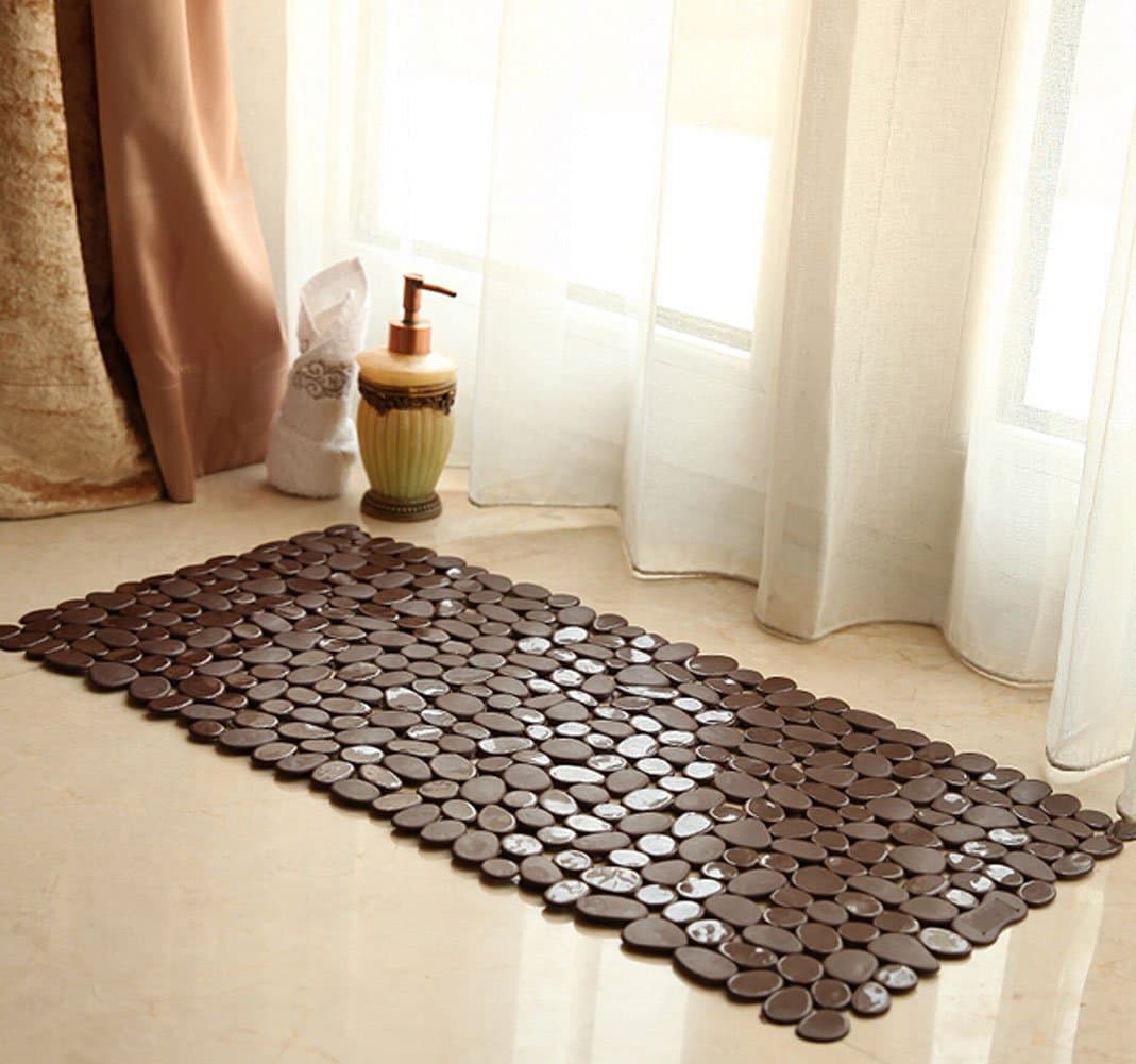 Doormat Simple Stone Non-Slip Bath and Shower Rug Bath Mat,14x27-inch (Coffee)