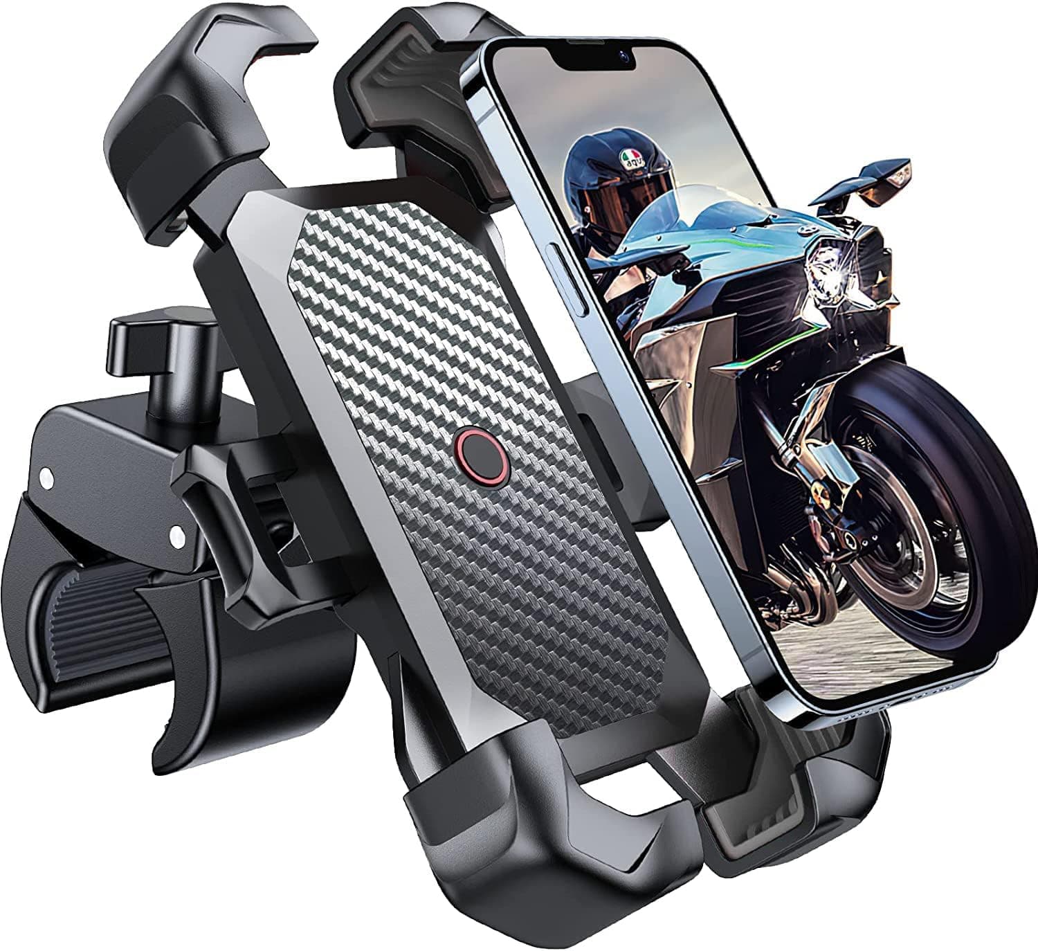 Motorcycle Phone Mount, [1s Auto Lock][100mph Military Anti-Shake] Bike Phone Holder for Bicycle, [10s Quick Install] Handlebar Phone Mount, Compatible with iPhone, Samsung, All Cell Phone