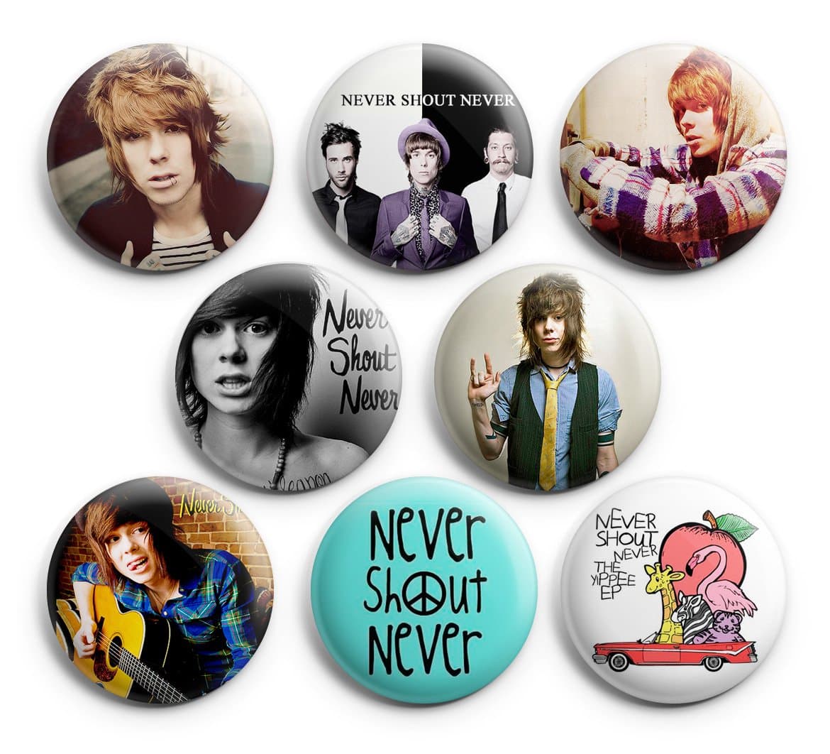Never Shout Never Pinback Buttons 8Pcs 1.25 inch Best For Jacket,T-Shirts