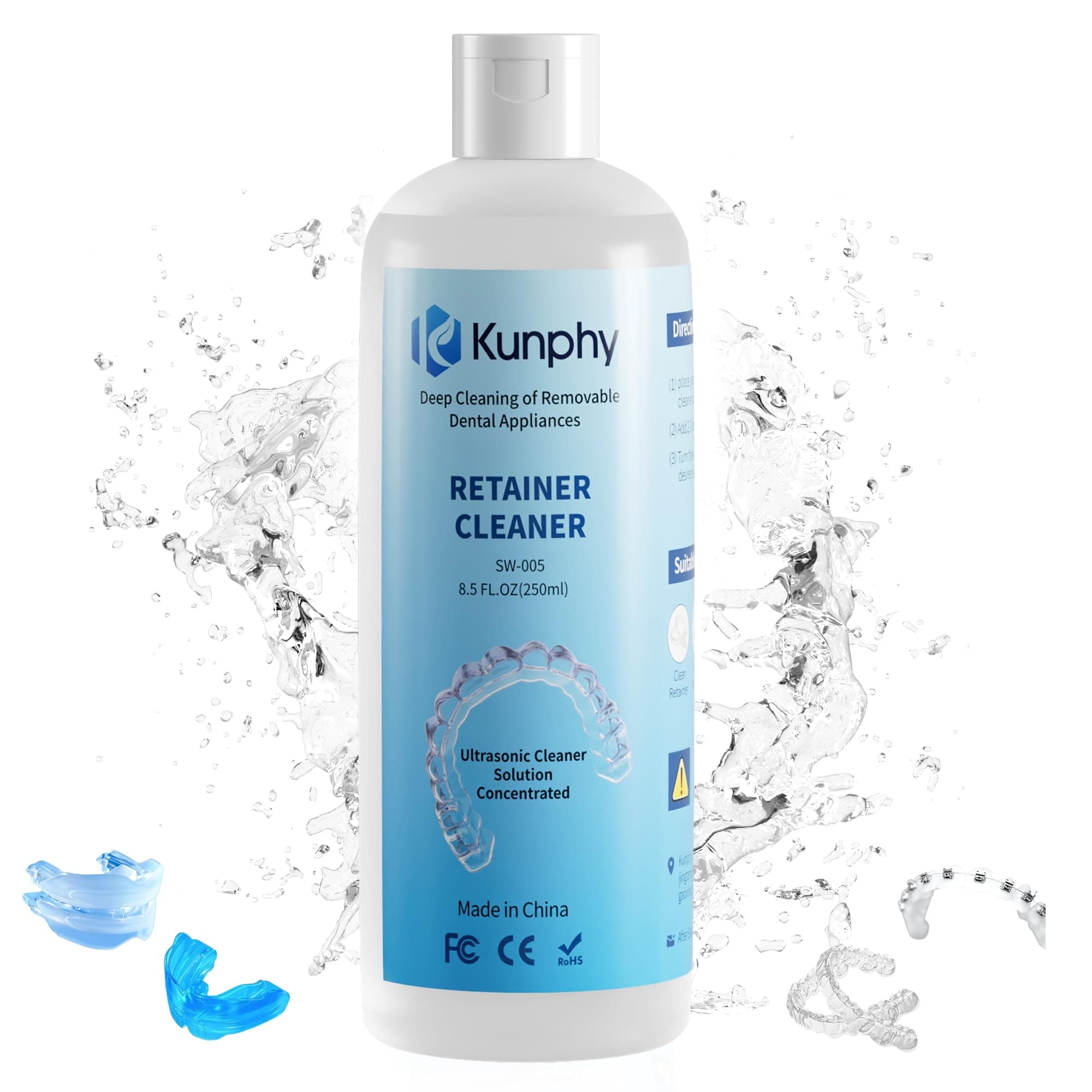 Ultrasonic Retainer Cleaning Solution for Ultrasonic Denture Cleaning - Professional Retainer Cleaning, Invisible Aligners, Mouthguards, Night Guards, Rem