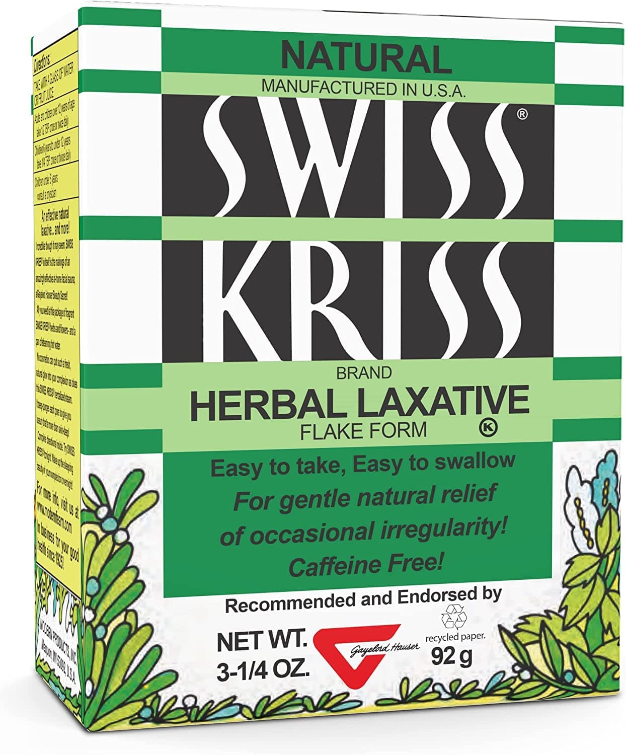 Swiss Kriss Herbal Laxative Flakes, 3.25 Oz