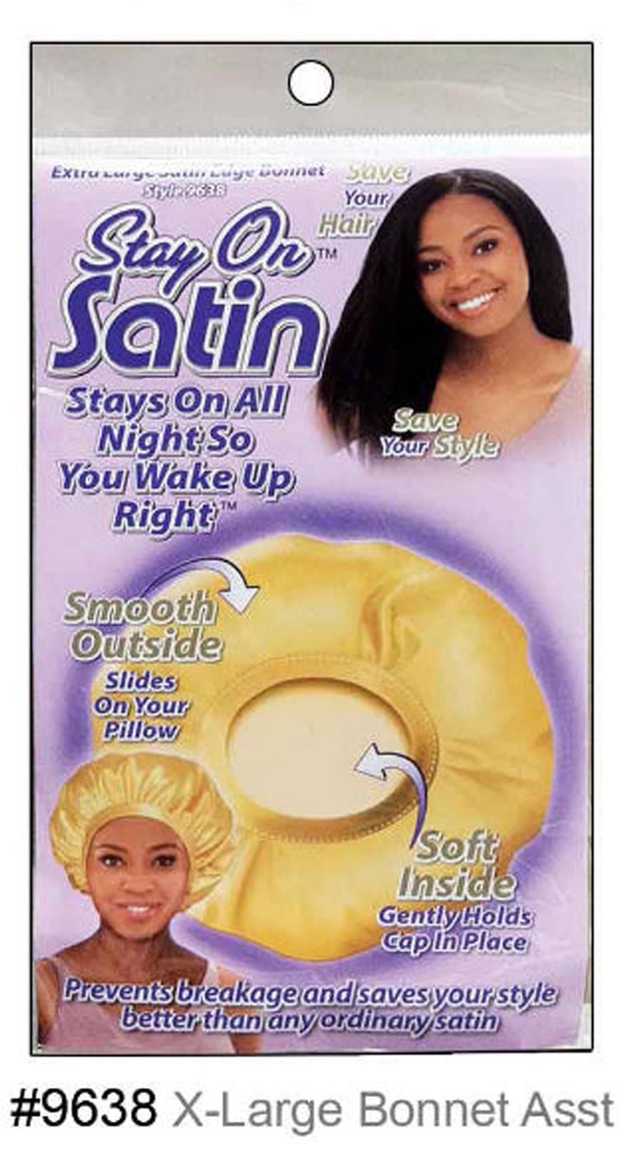 Stay On Satin Extra Large Satin Edge Bonnet (Stays On All Night) Style 9638 ASST
