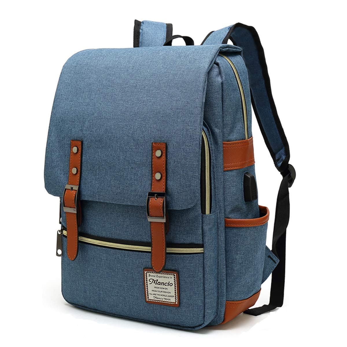 Slim Vintage Laptop Backpack For women,Men For Travel, College, Dayparks, Fits up to 15.6Inch Notebook in Blue