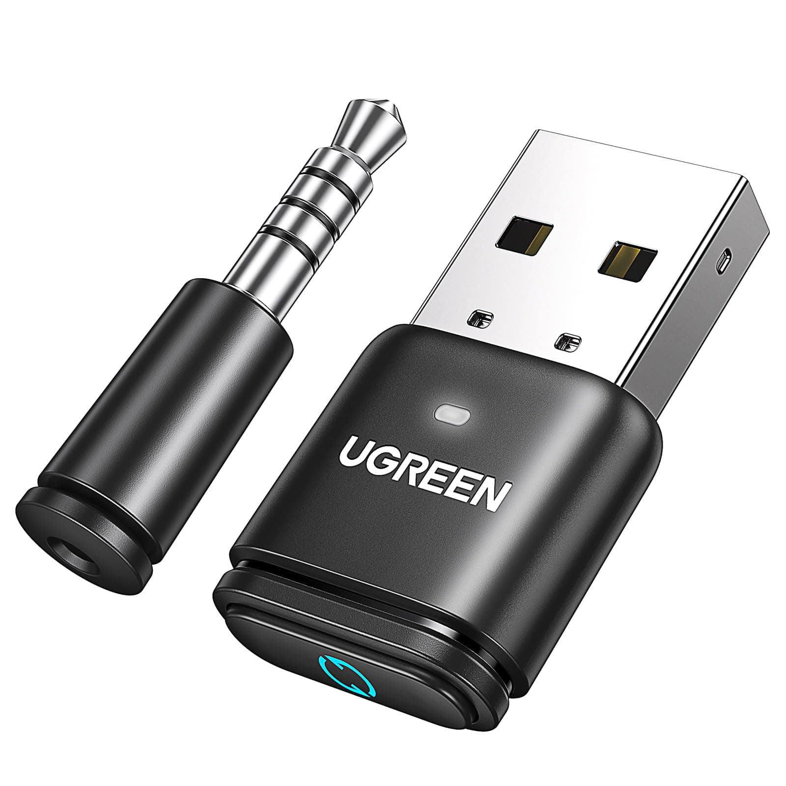 UGREEN USB Audio Transmitter for PS5/PS4/Switch/Switch2/PC, Bluetooth 5.3 Adapter, Windows & Mac Compatible, APTX HD/APTX AD/APTX/SBC Support, Mini Microphone Included, Low Latency, Plug & Play [TELEC