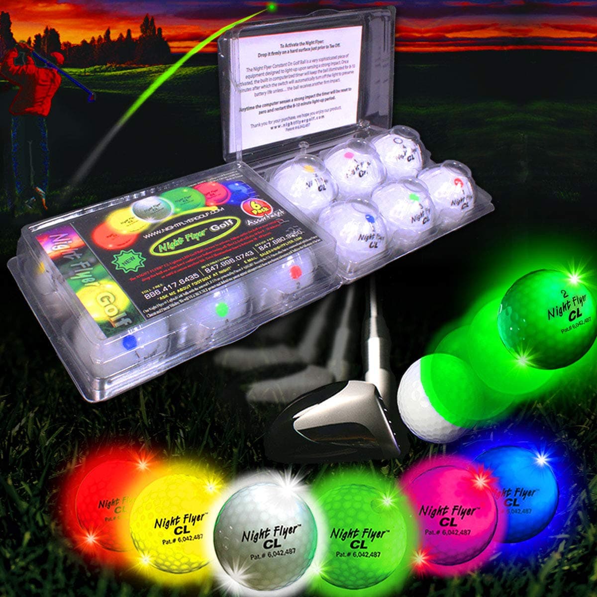 Night Flyer Lighted Golf Balls - 12 Ball Variety Pack