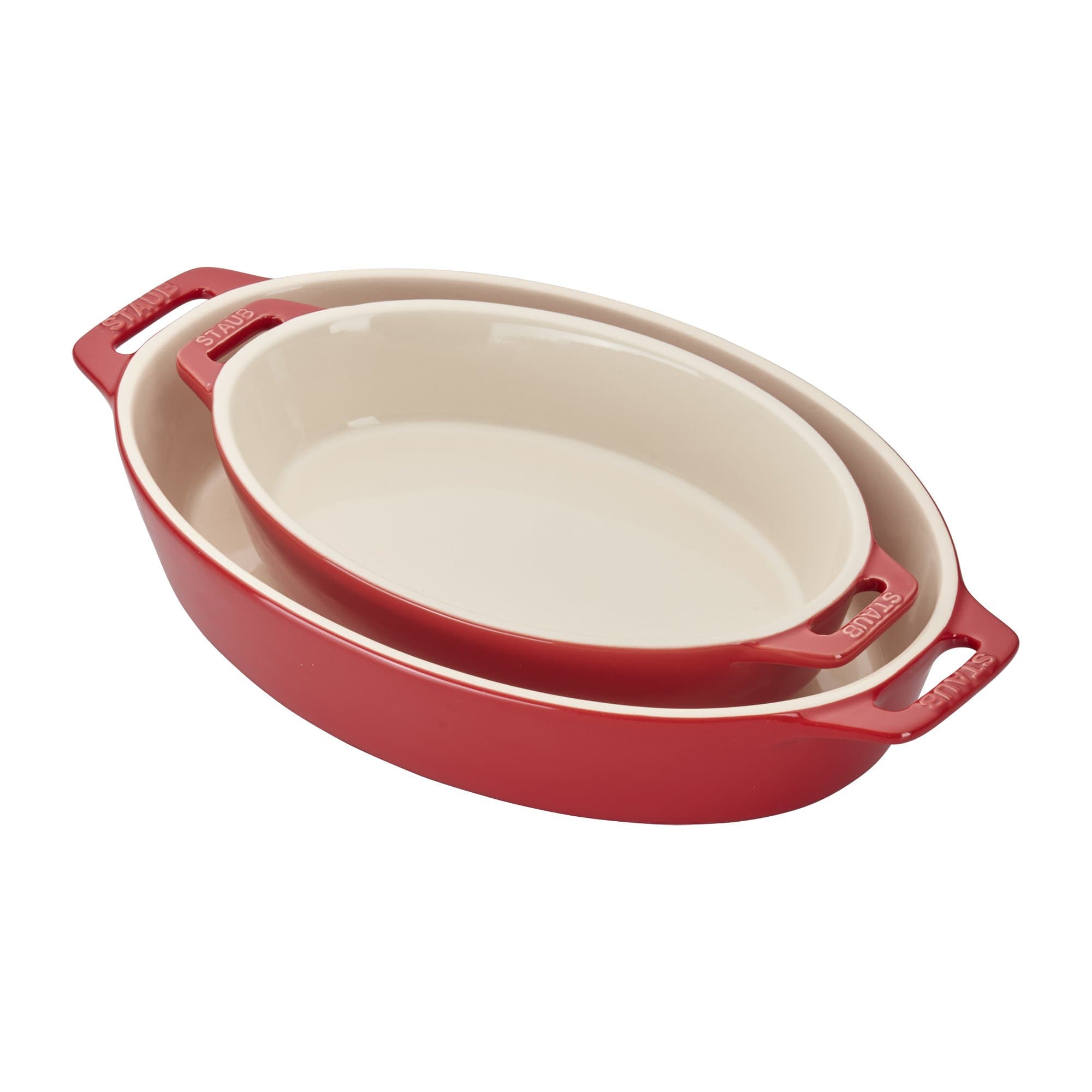 Ceramic Oval Baking Dish Set, 2-piece, Cherry