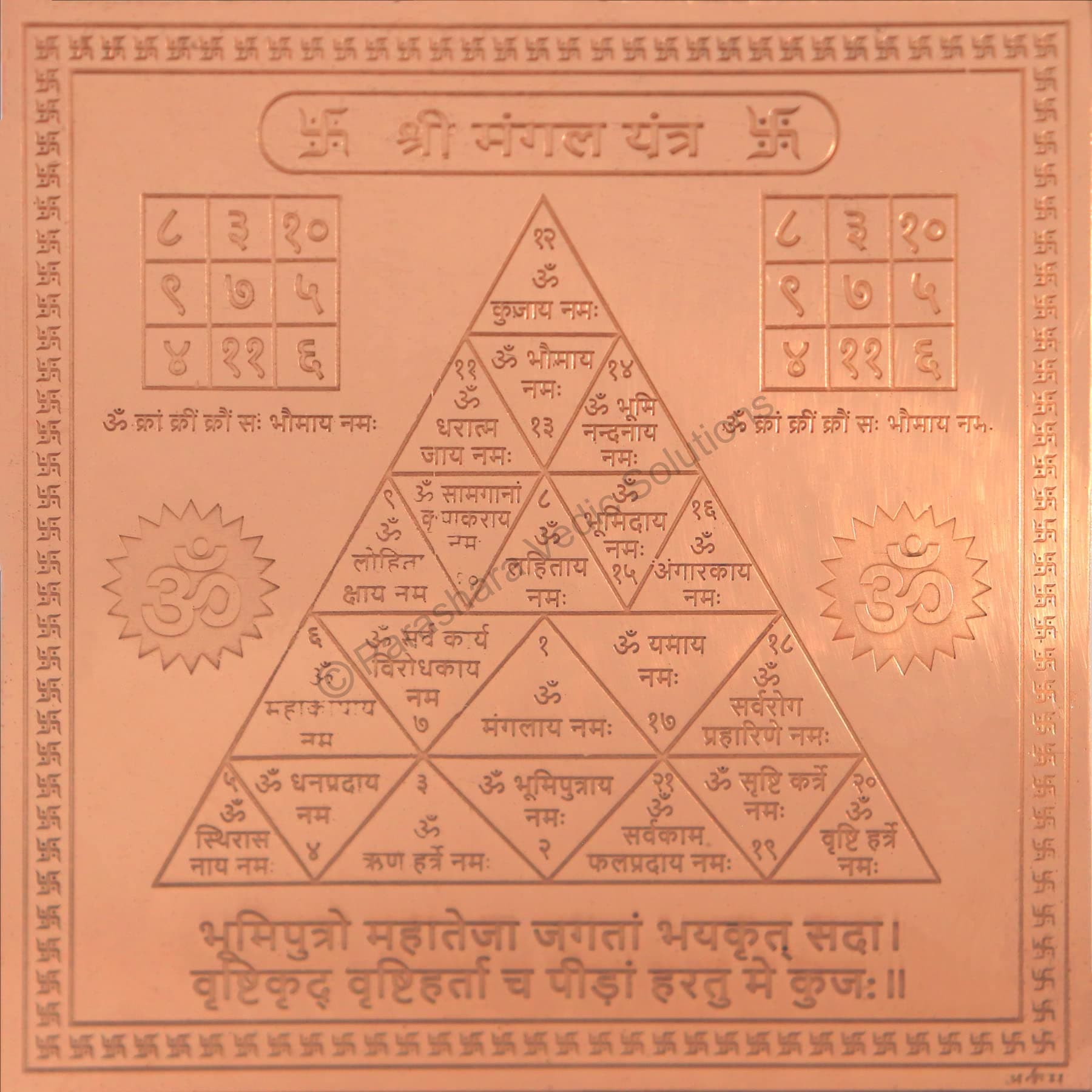 Parashara Copper ARKAM Mangal Yantra (Brown, 6 x 6 Inches)