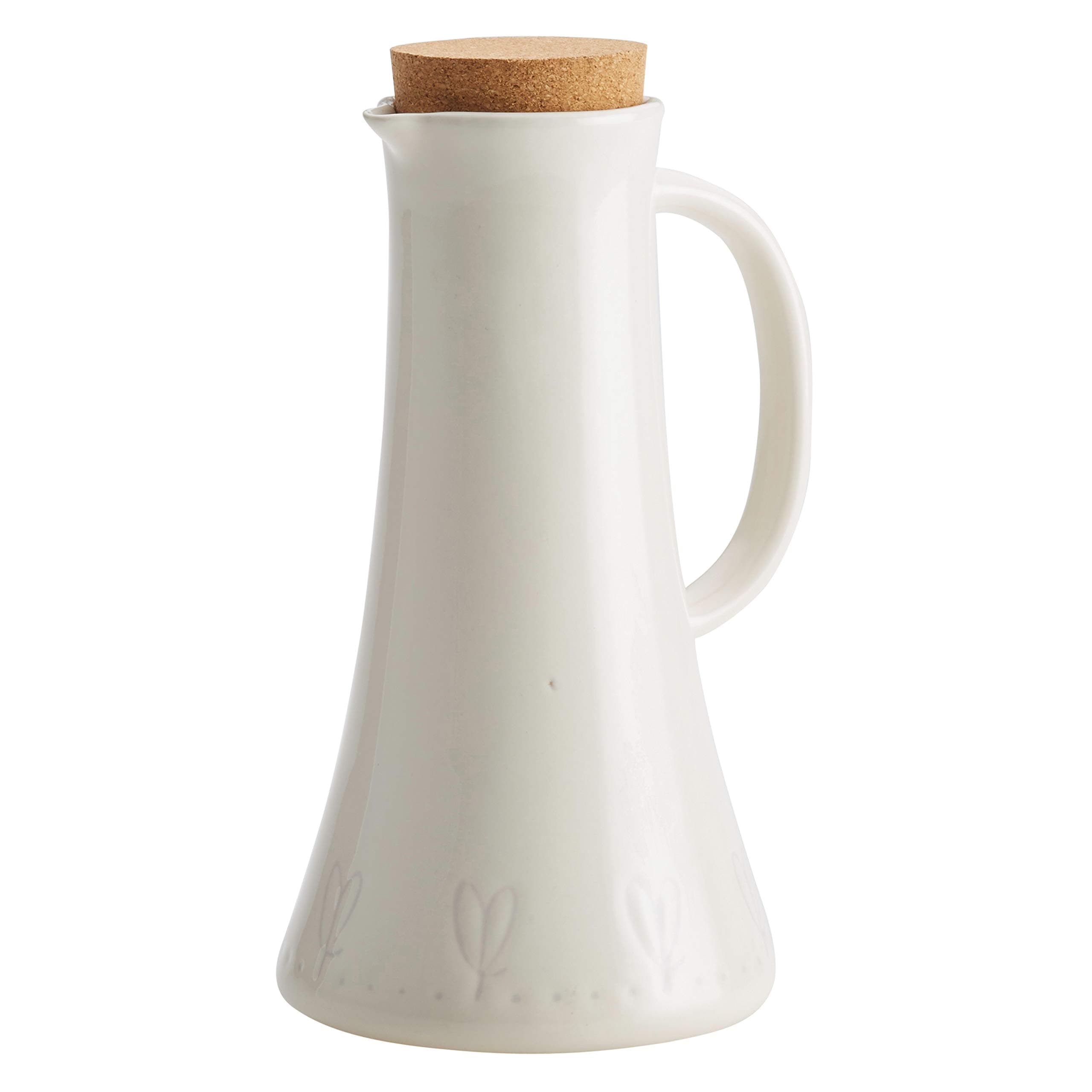 Ayesha Curry Ceramics EVOO Olive Oil Bottle with Cork Lid, 10 Ounce, French Vanilla