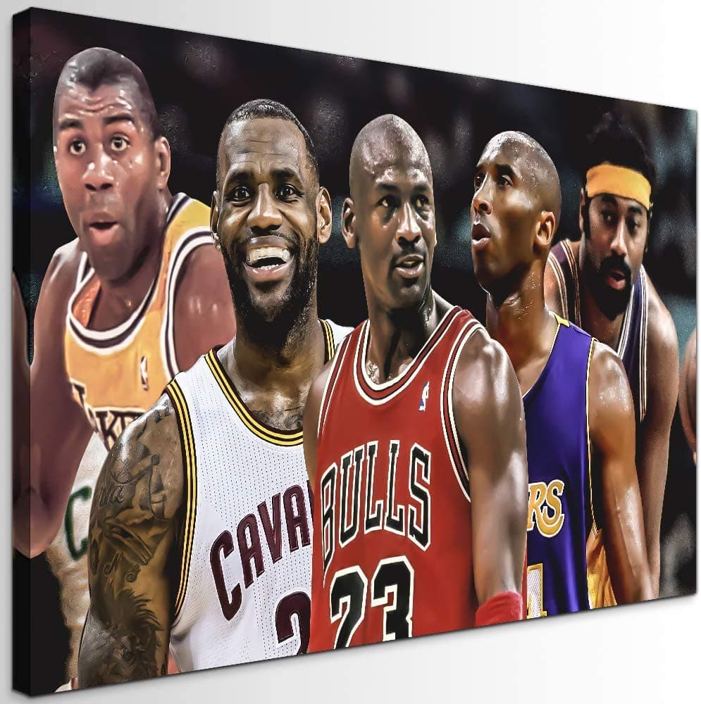 Jordan Kobe James Wall Art Basketball Superstar Posters Kobe Posters Basketball Wall Decor Ready to Hang for Boys Room Decoration (16''H x 24''W)