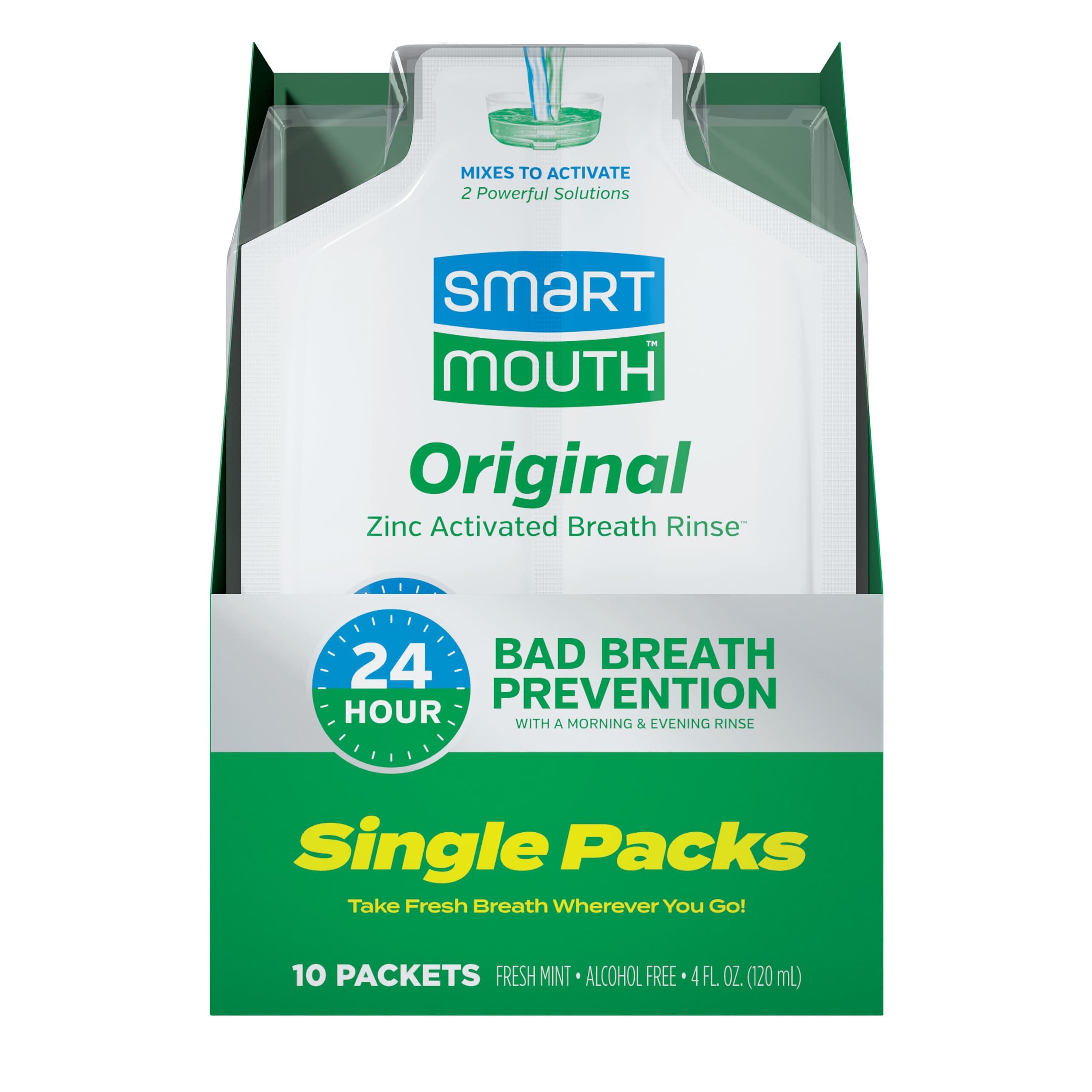 Original Activated Mouthwash Single Packs, Travel Mouthwash, Fresh Mint, 10 Pack