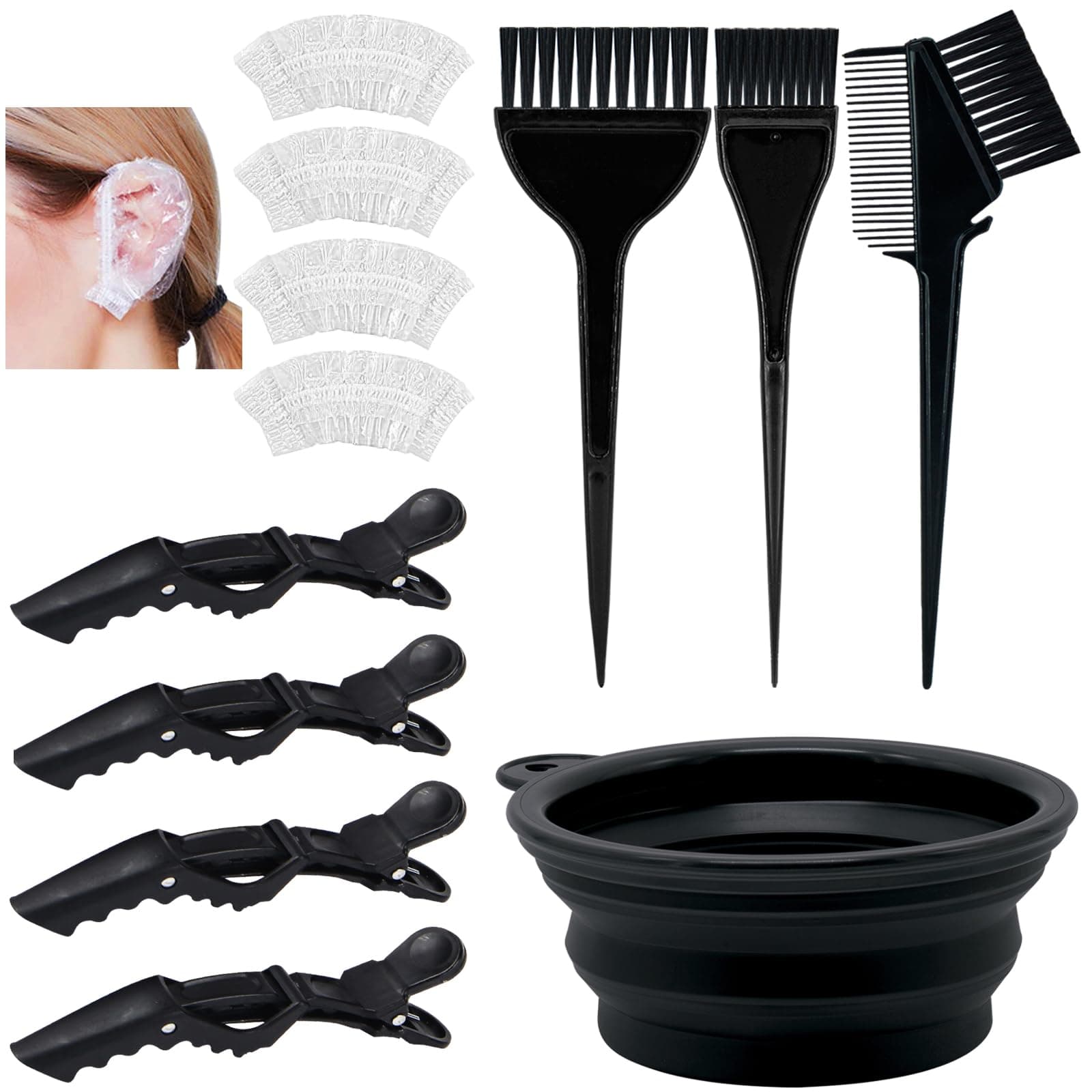 - 12 Pcs Hair Bleach Kit Professional Hair Coloring Products with Hair Dye Brush, Hair Color Bowl, Earmuffs, Hair Clips for Salon Hair Dye, Hair Color at Home, Hair Highlighting