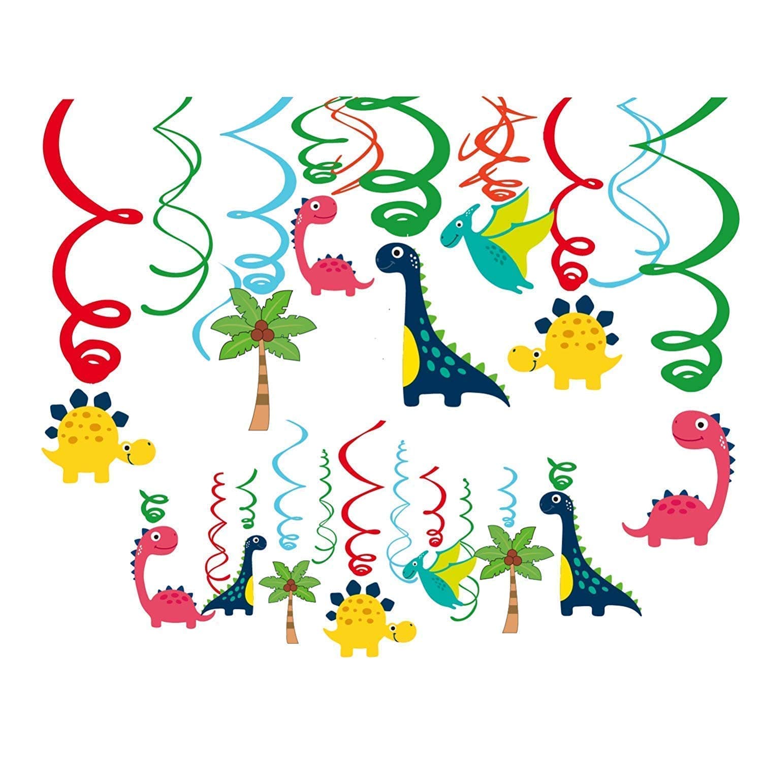 SaYaLa 30Ct Dinosaur Birthday Party Decorations Supplies-Dinosaur Party Garland Hanging Swirl for Baby Shower, Boy's Birthday Decor, Dino Birthday Dino Dig Party
