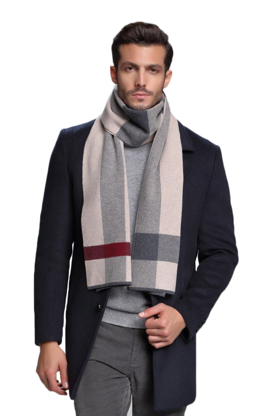 RIONAMen's Winter Cashmere Feel Australian Merino Wool Soft Warm Knitted Scarf