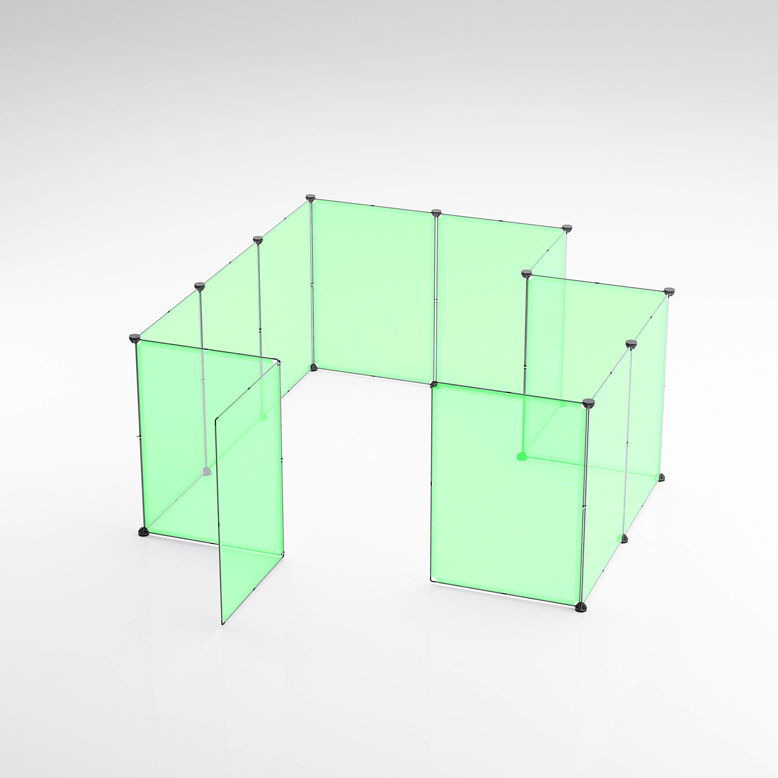 SUKI&SAMI Pet Playpen Small Animal Crate DIY Portable Animal Yard Fence Kennel for Guinea Pig, Rabbit, Hamster, puppy, Transparent White 12 Panels