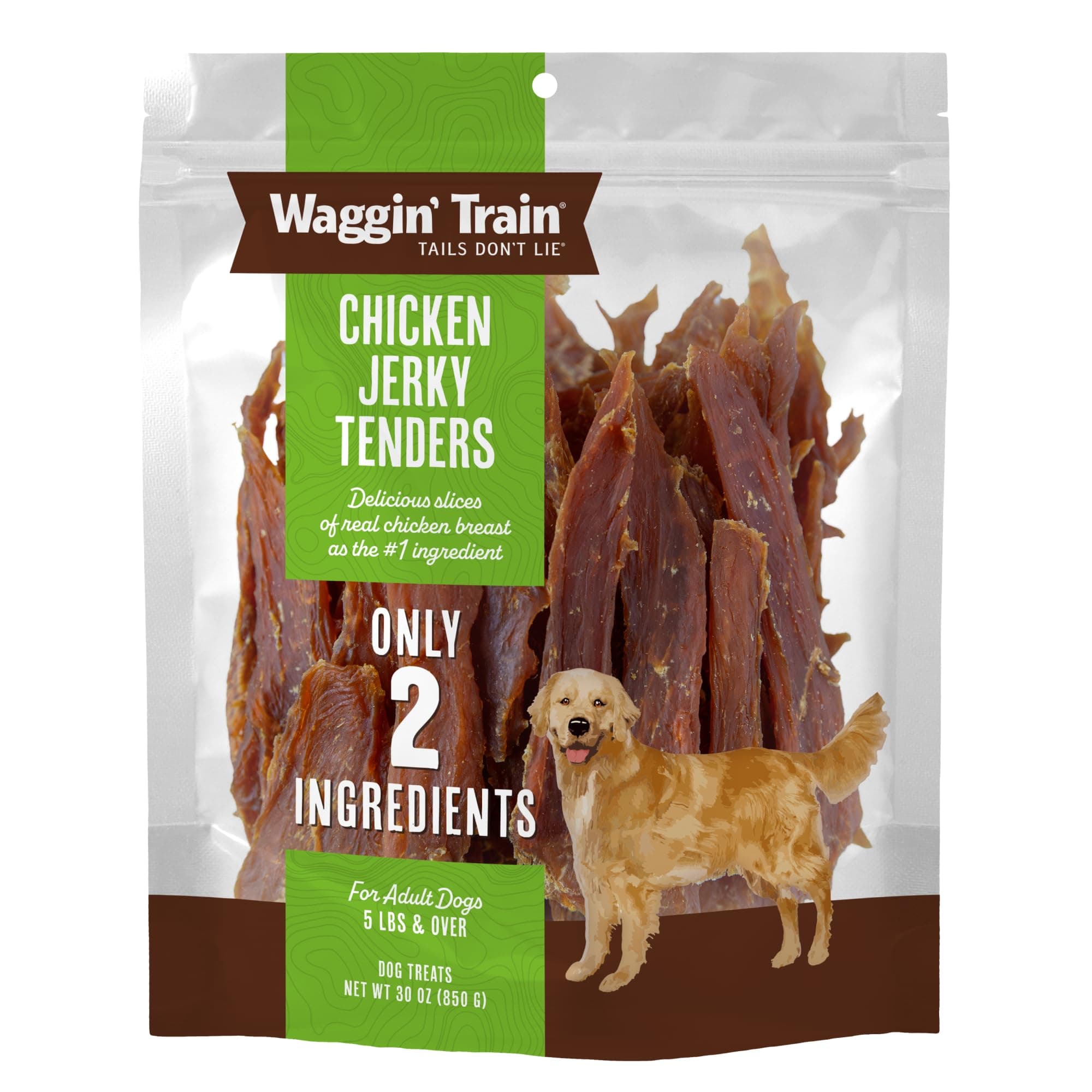 Chicken Jerky Dog Treats, Made with 100% Real Chicken Breasts, Only Two All-Natural Ingredients, Great High Protein Dog Treat, Easily Digestible for Big or Small Dogs, 30 oz. Pouch