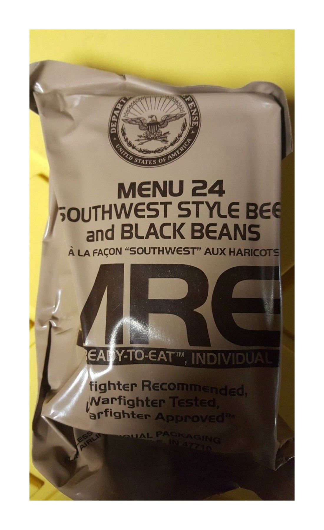 Andrews Corner MRE Meals Survival Food 2019 US MILITARY MEALS READY TO EAT Meal Prepper Food (Southwest Style Beef and Black Beans - Meal 24)