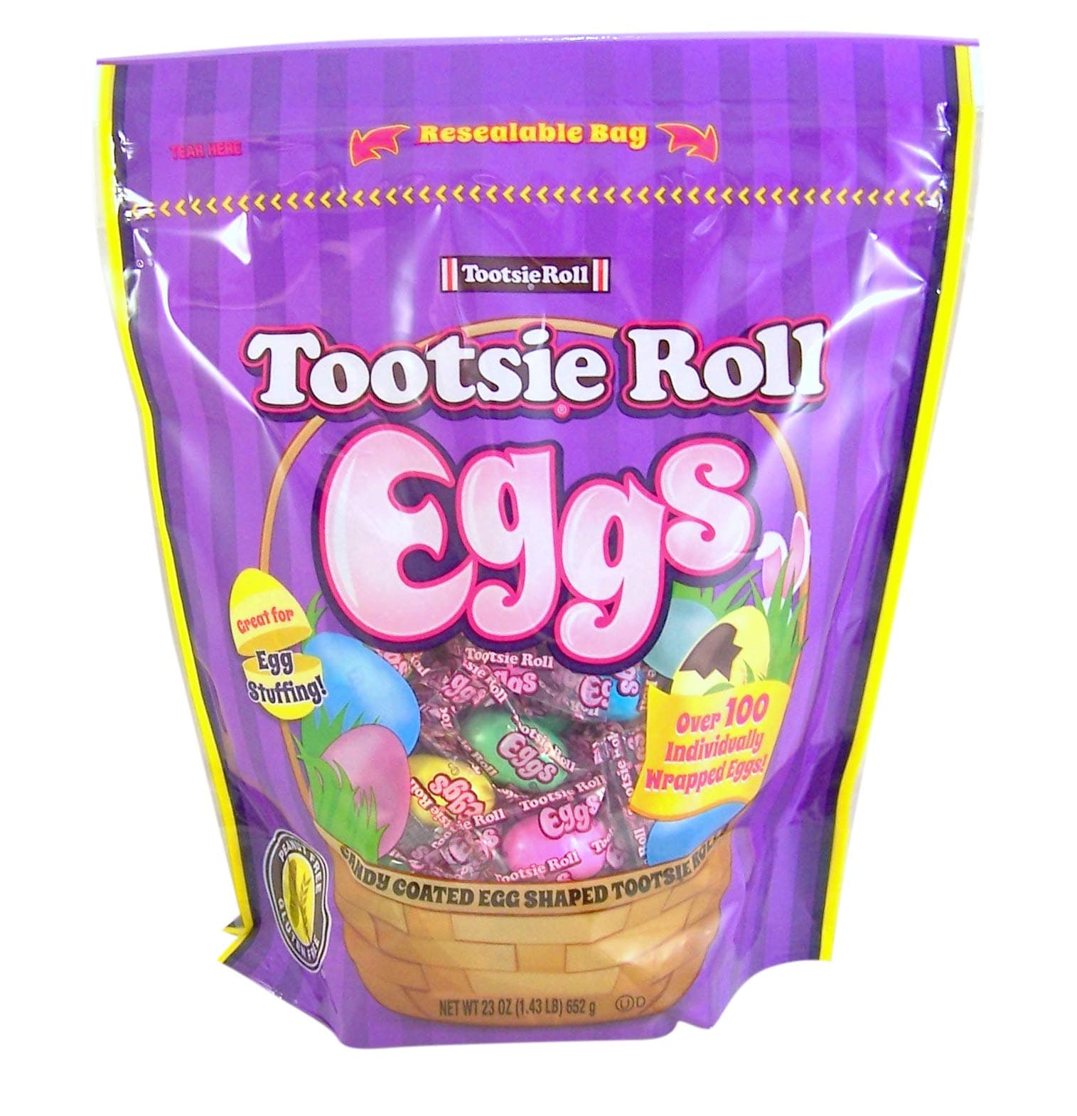 Tootsie Roll Candy Coated Eggs Shaped Wrapped (23 oz. Resealable Bag)