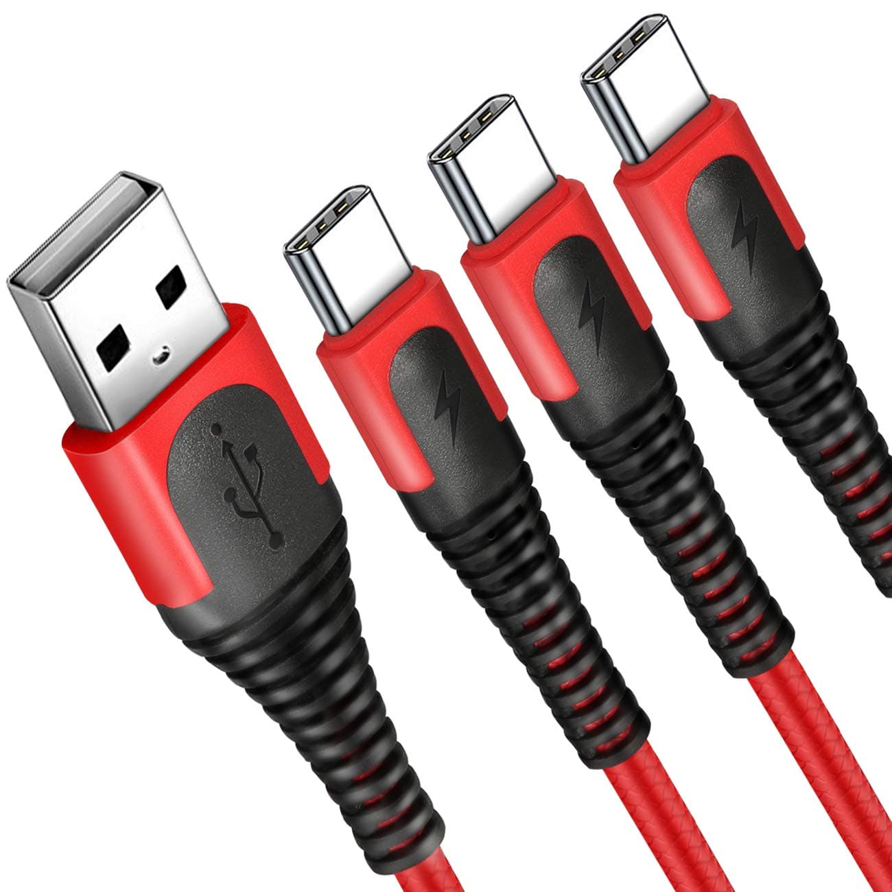 USB C Cable, XLTOK [3Pack x 2m] USB Type C Fast Charging and Data Transfer Charger Cable for Samsung Galaxy S20 /S10 /S9, Huawei P20 P30 / Mate20, Moto G6, Honor 10, OnePlus 6T Red