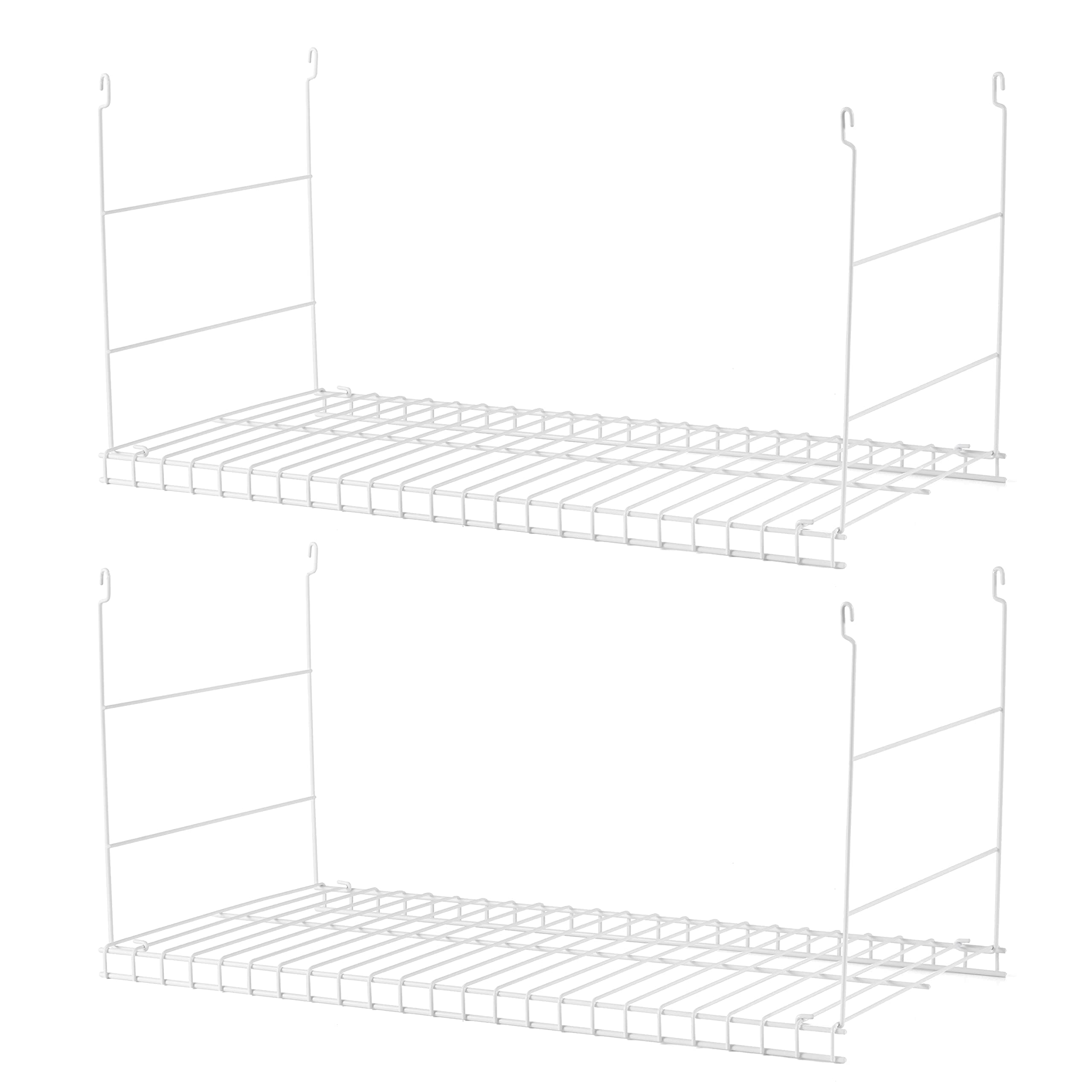 Rubbermaid Universal Closet Custom Wire Hanging Storage Shelf Durable Steel Clothes Rack Accessory Attachment, 24 Inch Long, 2 Pack, White