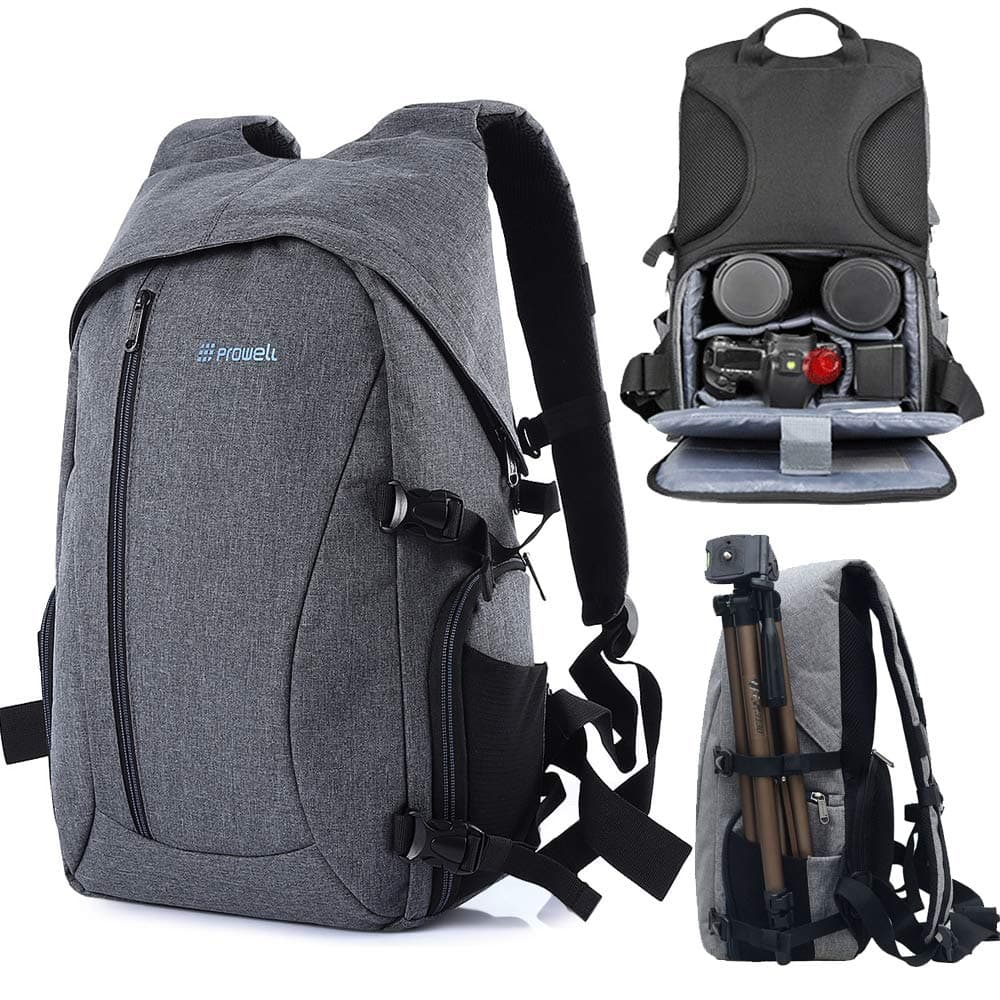 Photographer Backpack DSLR Camera Backpack with Rain Cover Multi-Pocket Large Capacity Waterproof Anti-Theft Tripod Holder for Outdoor Travel Daily Use (Grey)