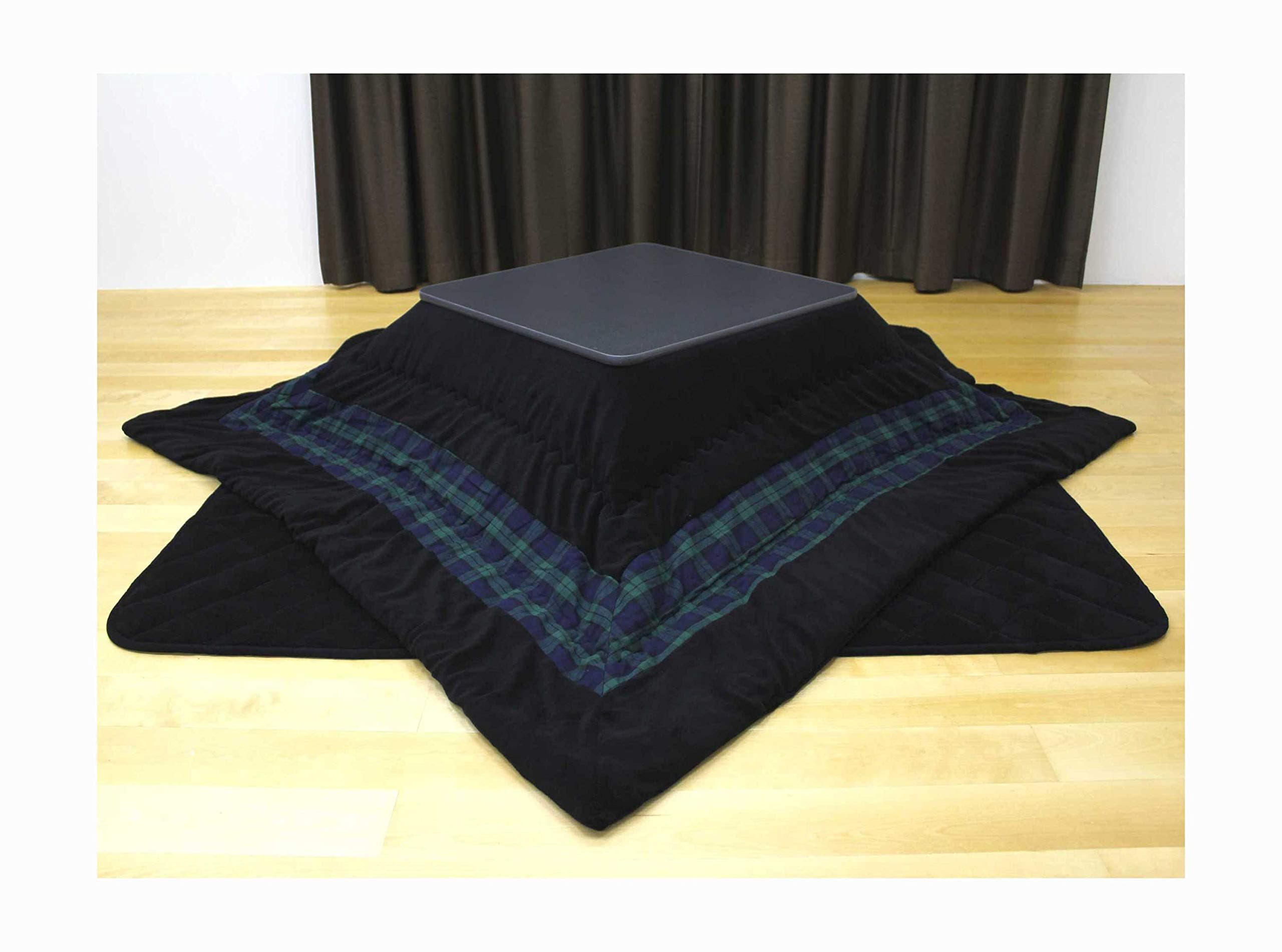 Microfiber kotatsu futon over mat set [Black Watch] square (corresponding to the kotatsu body of 75~90cm square) ※ is Kakeshiki set. [Kotatsu] ※ kotatsu is not attached