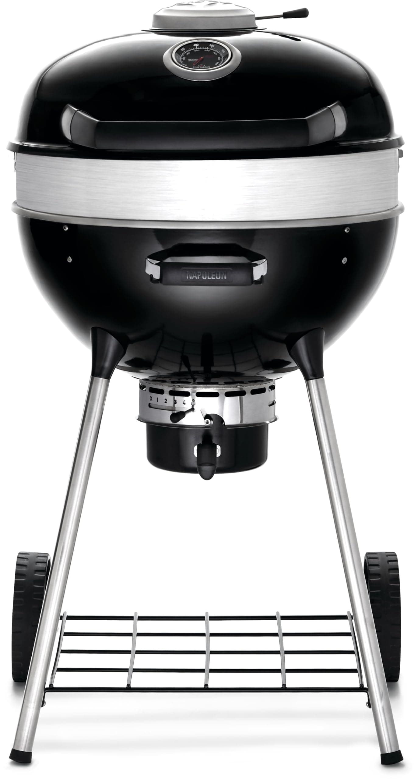 Napoleon PRO22 Charcoal Kettle Grill – 22-Inch Premium BBQ with Heavy-Duty Cast Iron Grates, Hinged Lid, Stainless Steel Heat Diffuser & Air Vents