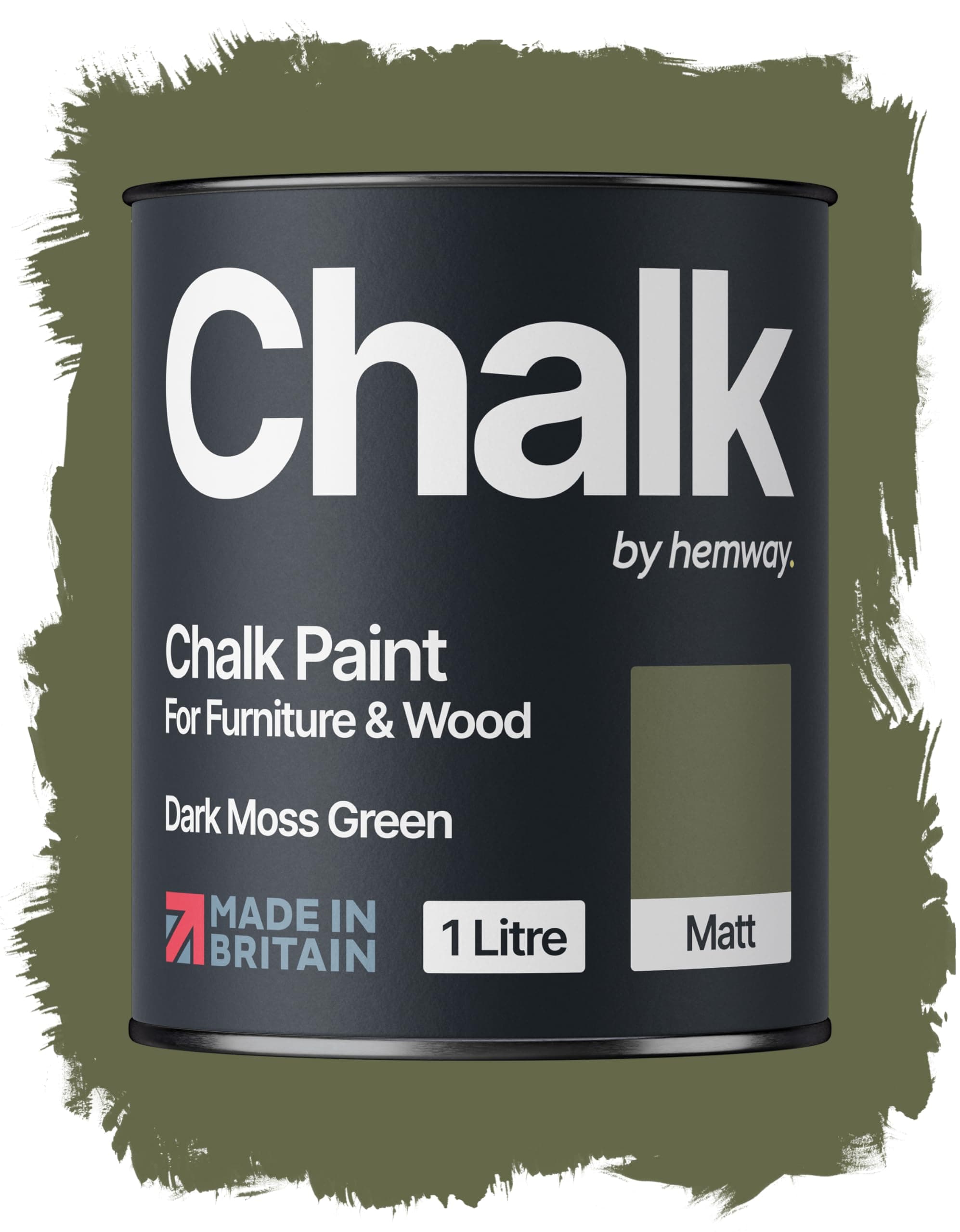 Chalk Paint 1L Dark Moss Green Matt Shabby Chic for Interior Furniture, Walls, Wood, Wardrobes, Shelves, Tables and Chairs, Quick Drying Chalky Finish (116 Colours Available)