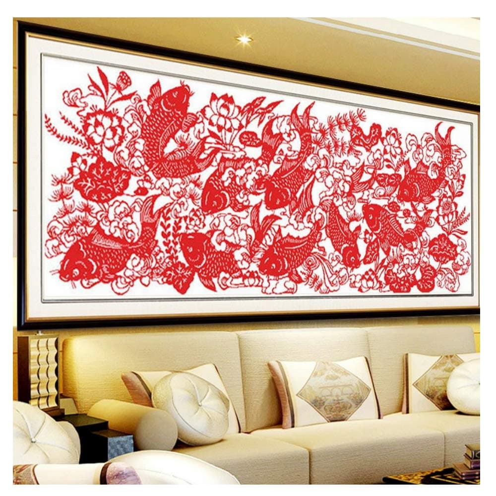 Cross Stitch, Fish, Paper Cutting, Chinese Style, C0081