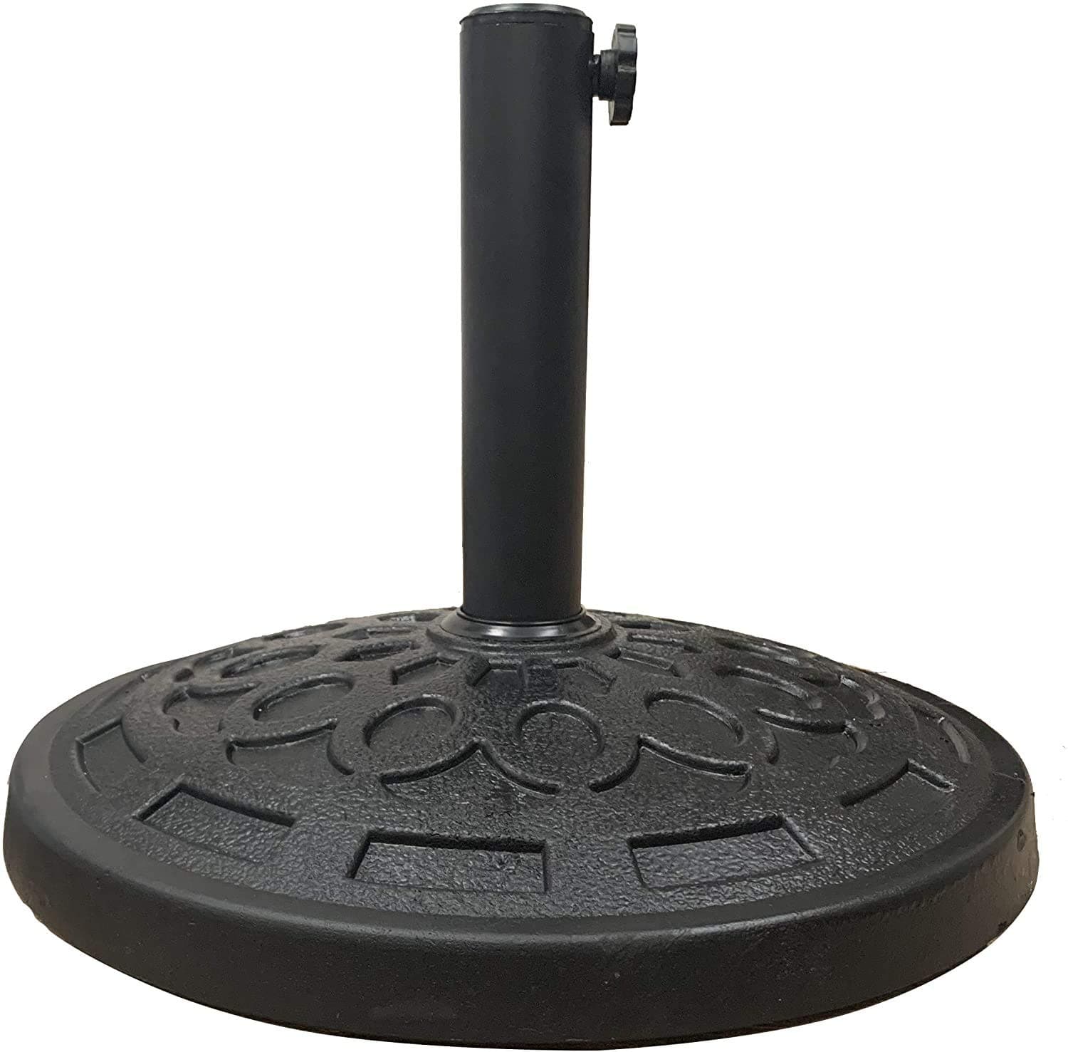 13kg Round Parasol Base – Heavy Duty Sun Umbrella Stand Holder, Cast Iron Effect, Weatherproof Concrete Weight for Outdoor Garden Patio – Black