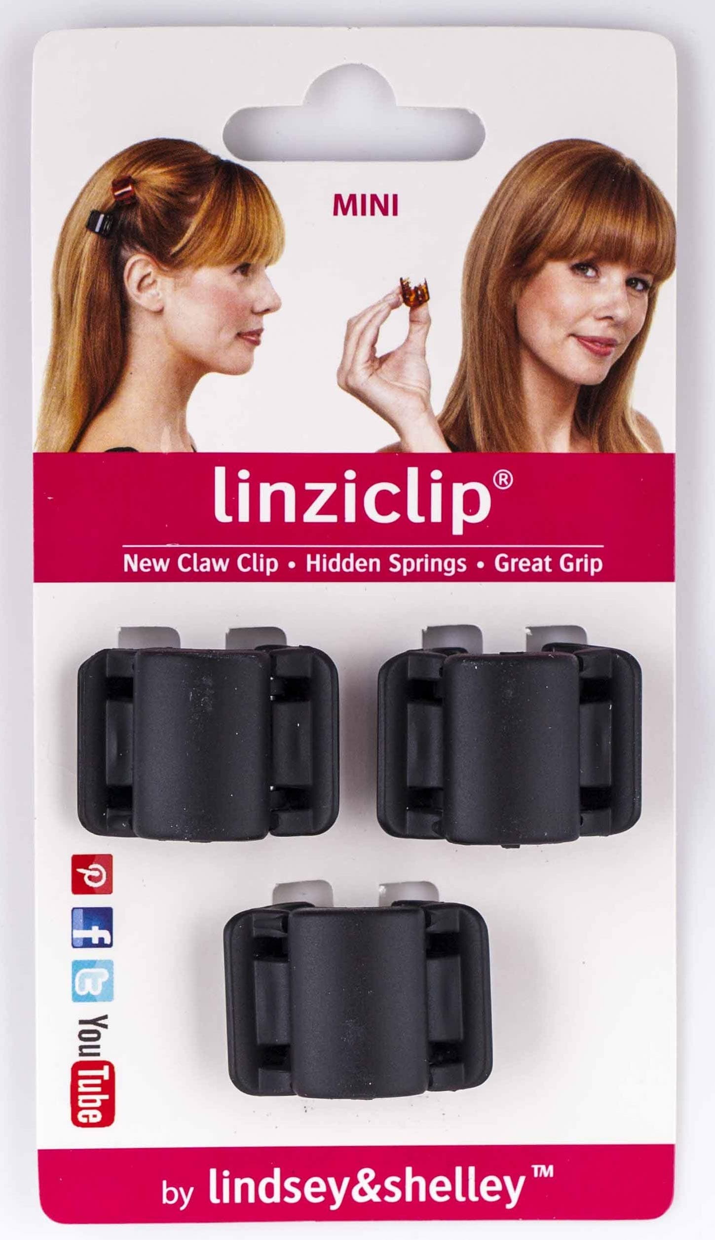 Linziclip Mini Hair Claw Clip - Hidden Springs, Great Grip, many Colors