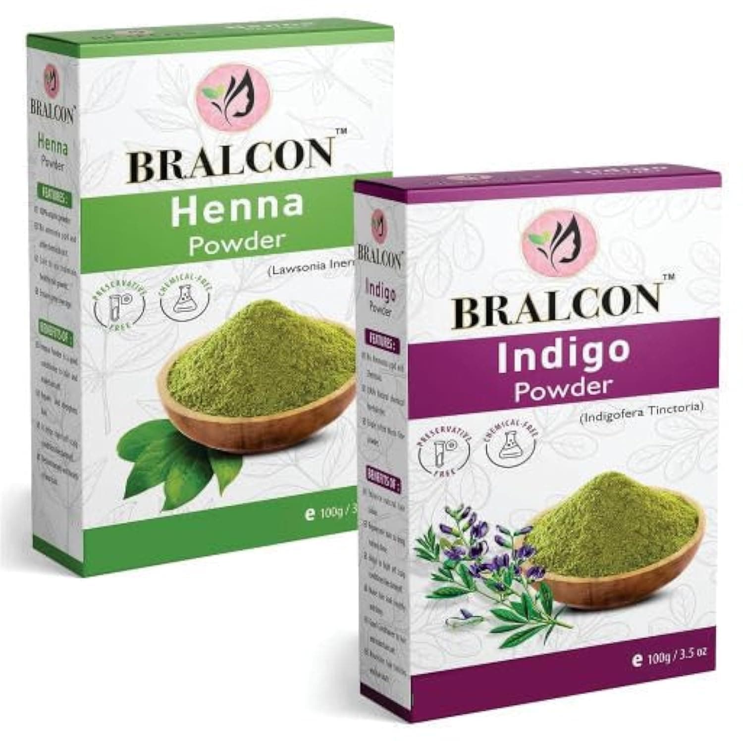 Natural Henna Powder and Indigo Powder Combo - 200g (100g x 2 Pack) | for Hair Growth, Conditioning, Anti-Dandruff & Hair Colour | Natural Hair Colorant Powder