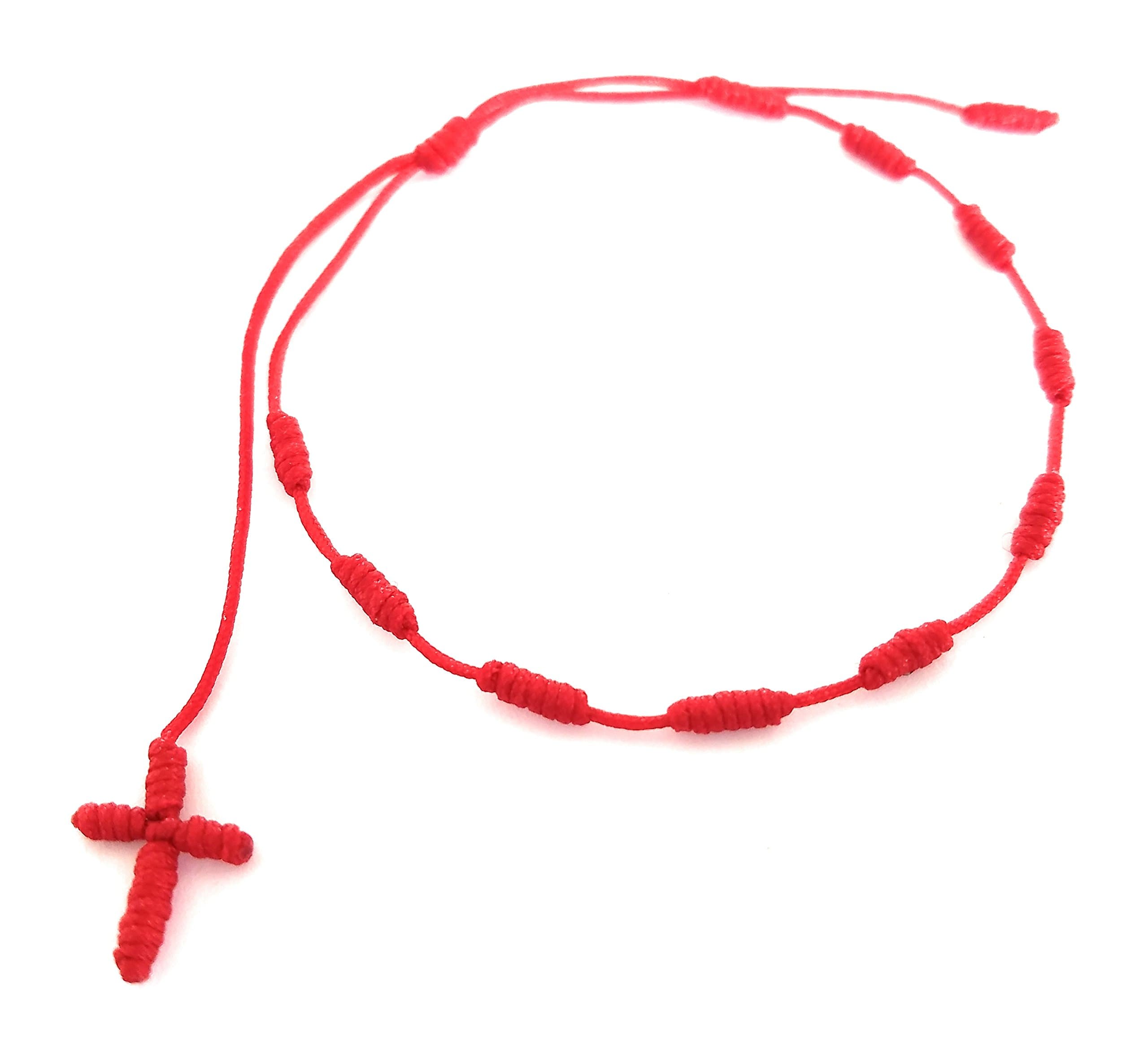 Lucky Charms USA Red String Knotted Bracelet with Cross