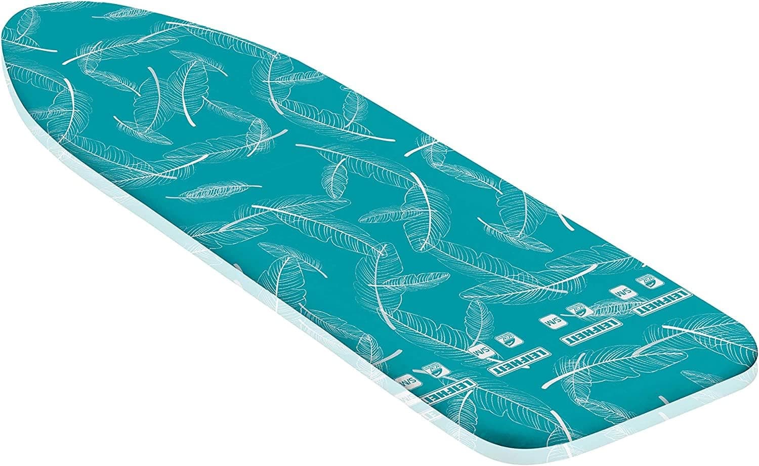 Leifheit Thermo Reflect Ironing Board Cover S/M, 3mm Padded Ironing Board Covers, Iron Board Covers with Easy Fit Fastening Airboard Cover for Faster Ironing, Turquoise, 125 x 40 cm