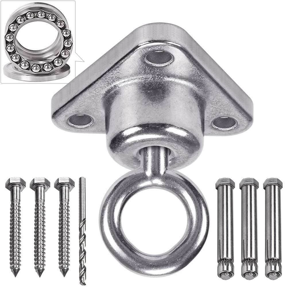 IOHIOH Bearing Heavy Duty Swing Hanger Stainless Steel 304 antirust, [1300 lb Capacity] 360° Silent Rotation, Playground Porch Yoga Seat, Punching Bag, Hammock Chair, Hanging Kit, Indoor Outdoor