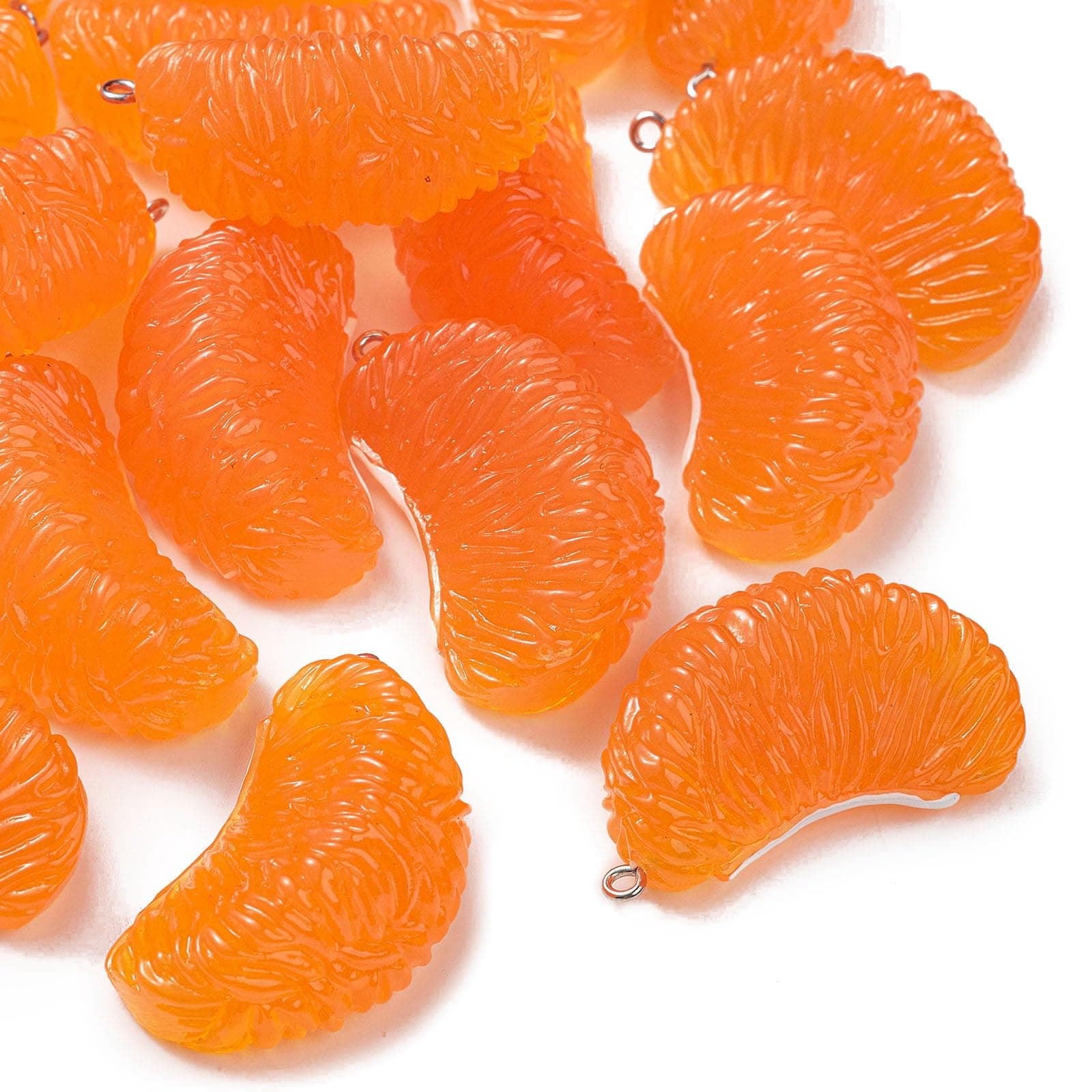 KitBeads 10pcs Resin Orange Slice Charms Kawaii Tangerine Fruit Charms Summer Imitation Food Orange Fruit Charms for Jewelry Making Bracelets Bulk
