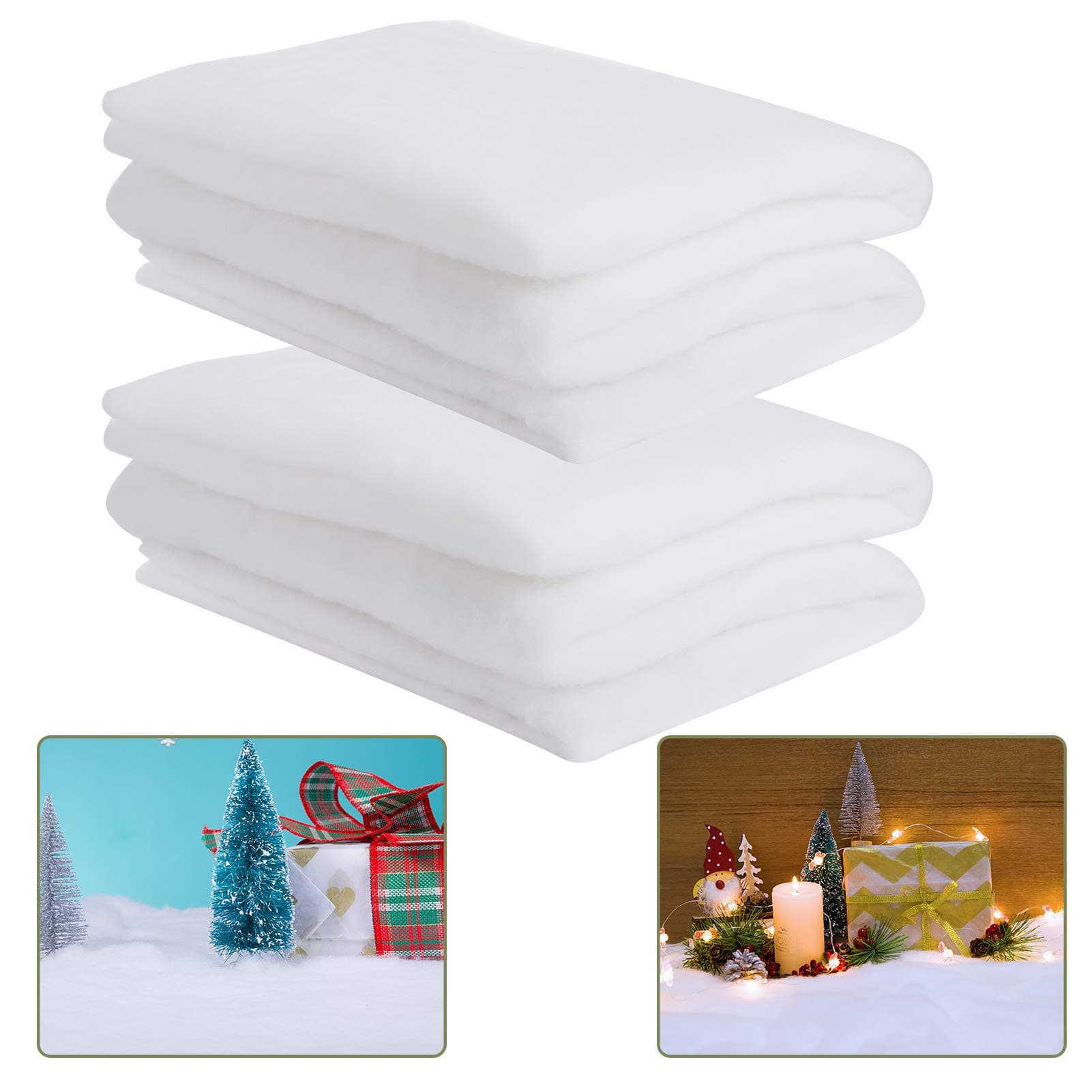 Cosweet 2 Pack 3 x 8 Ft Fake Snow Blanket, Thickened Christmas Faux Sheet, Artificial Roll for Crafts, Birthday Gifts, Village Display, Photo Prop