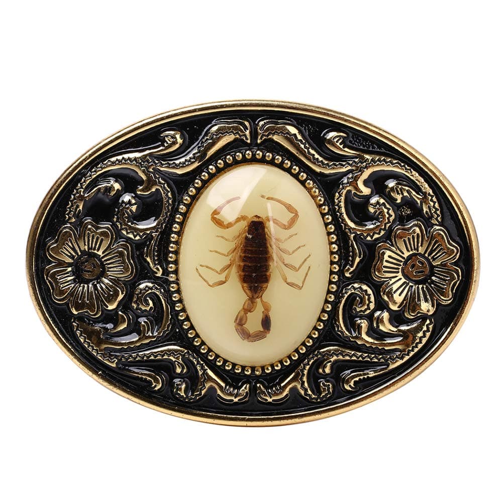 Belt Buckle for Men- Unique Luminous Stone Native American White 3D Scorpion Animal Belt Buckle for Women
