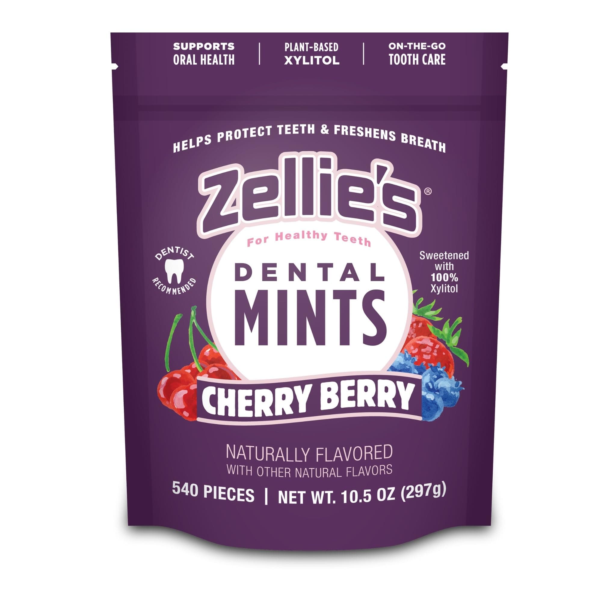 Zellies |100% Xylitol Sugar Free Cherry Berry Breath Mints | Non-GMO, Low-Calorie, Gluten Free, Vegan & Kosher Mints (540 Count - Pack of 1)