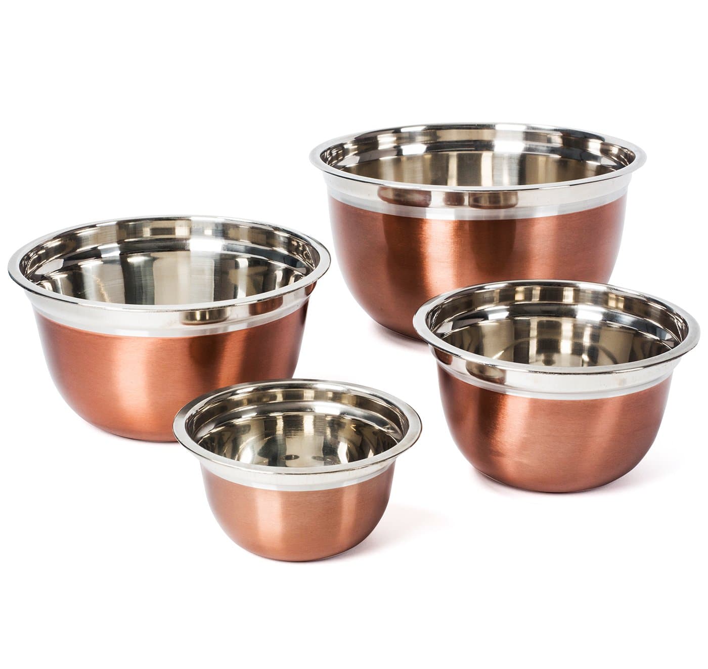 Stainless Steel Mixing Bowls Set - Rose Gold Stackable Nesting Bowls - Polished Matte Finish - Set of 4