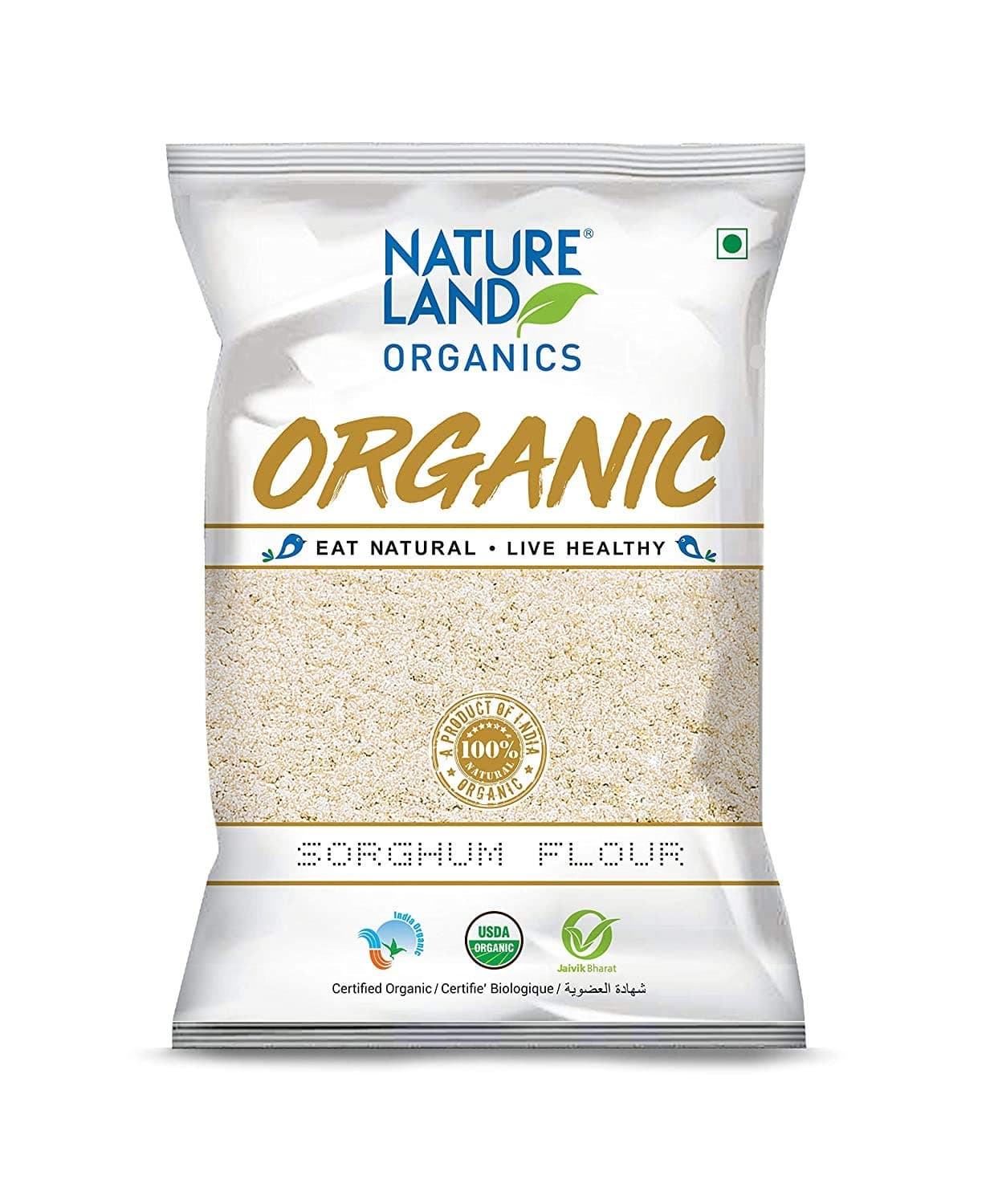 Natureland Organics Sorghum / Jowar Flour 500 Gm - Organic Flours
