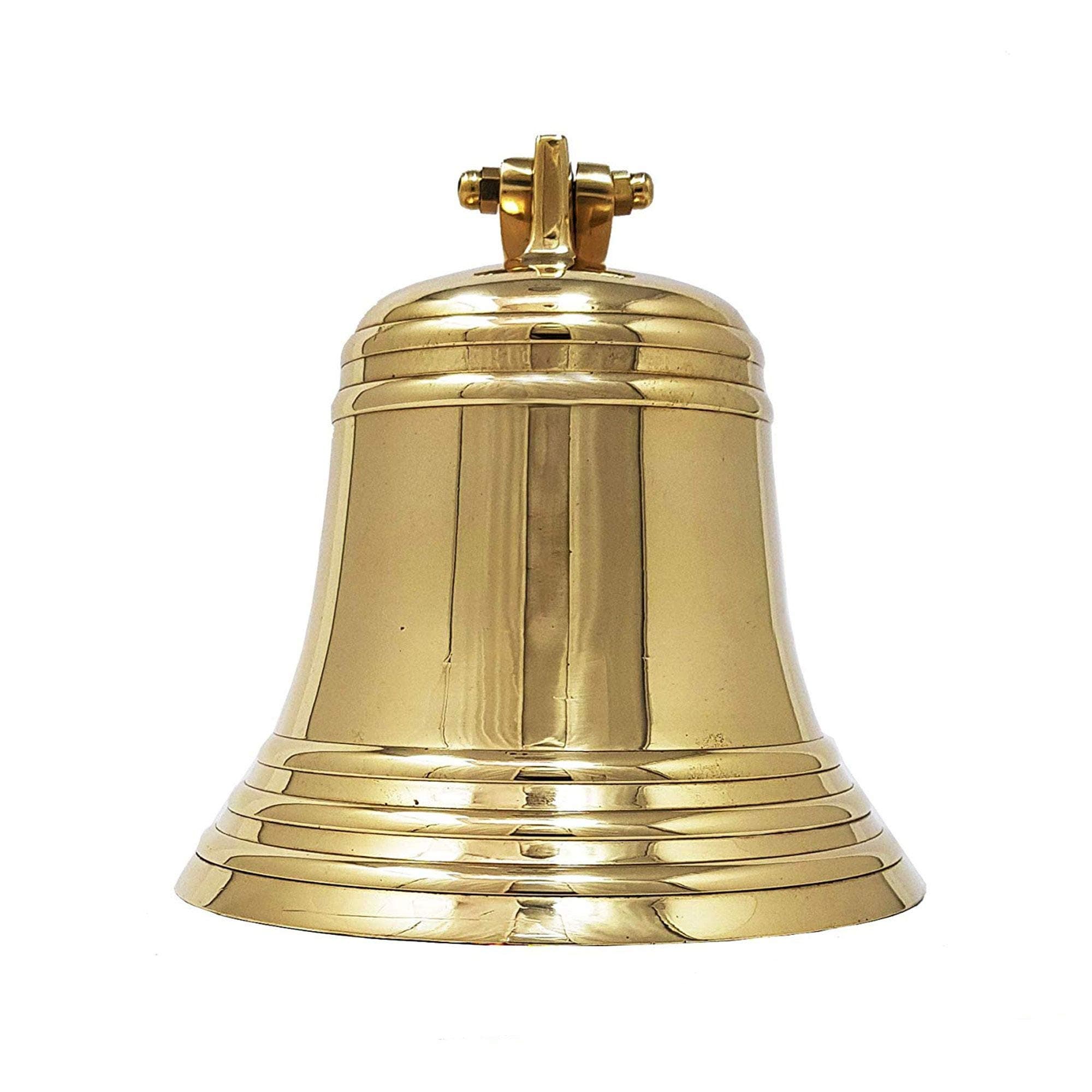DRH - 11" Solid Brass Ship Bell - Features Sturdy Bracket Door Bell - Wall Mountable Jumbo Bell for Home - Coastal Beach Home Decorations - Perfect Bedroom Decor for Couples & Fishing Theme Parties