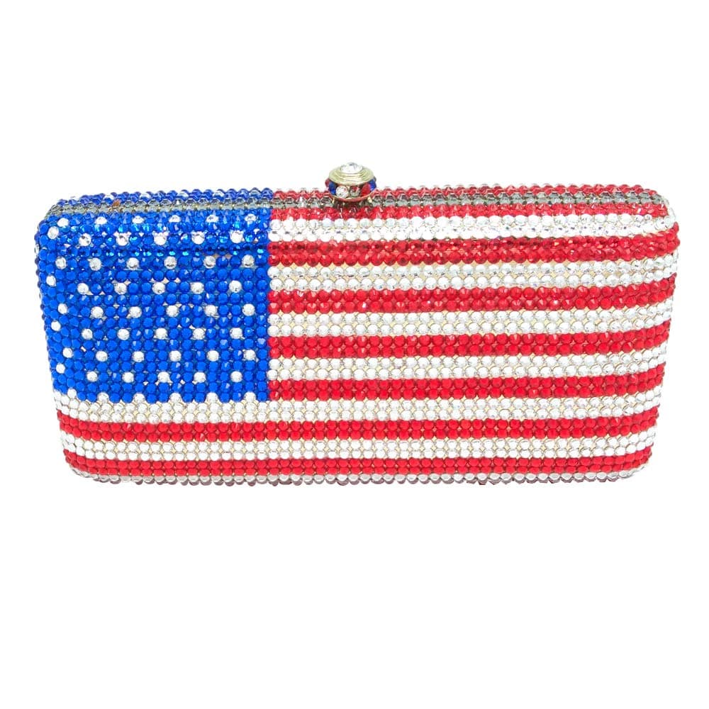 Mini National Flag Crystal Clutch Purses for Women Formal Evening Bags Party Prom Rhinestones Clutch Bags
