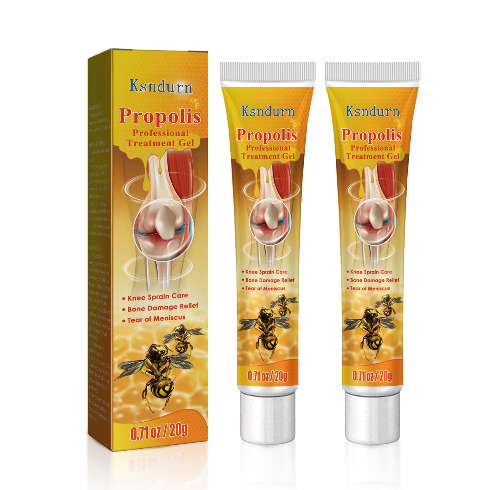 2Pcs New Zealand Bee Venom Professional Treatment Gel, Ksndurn Bee Venom Joint Soothing Gel - Knee, Shoulder, Neck, Back, Leg Bee Venom Relief Gel