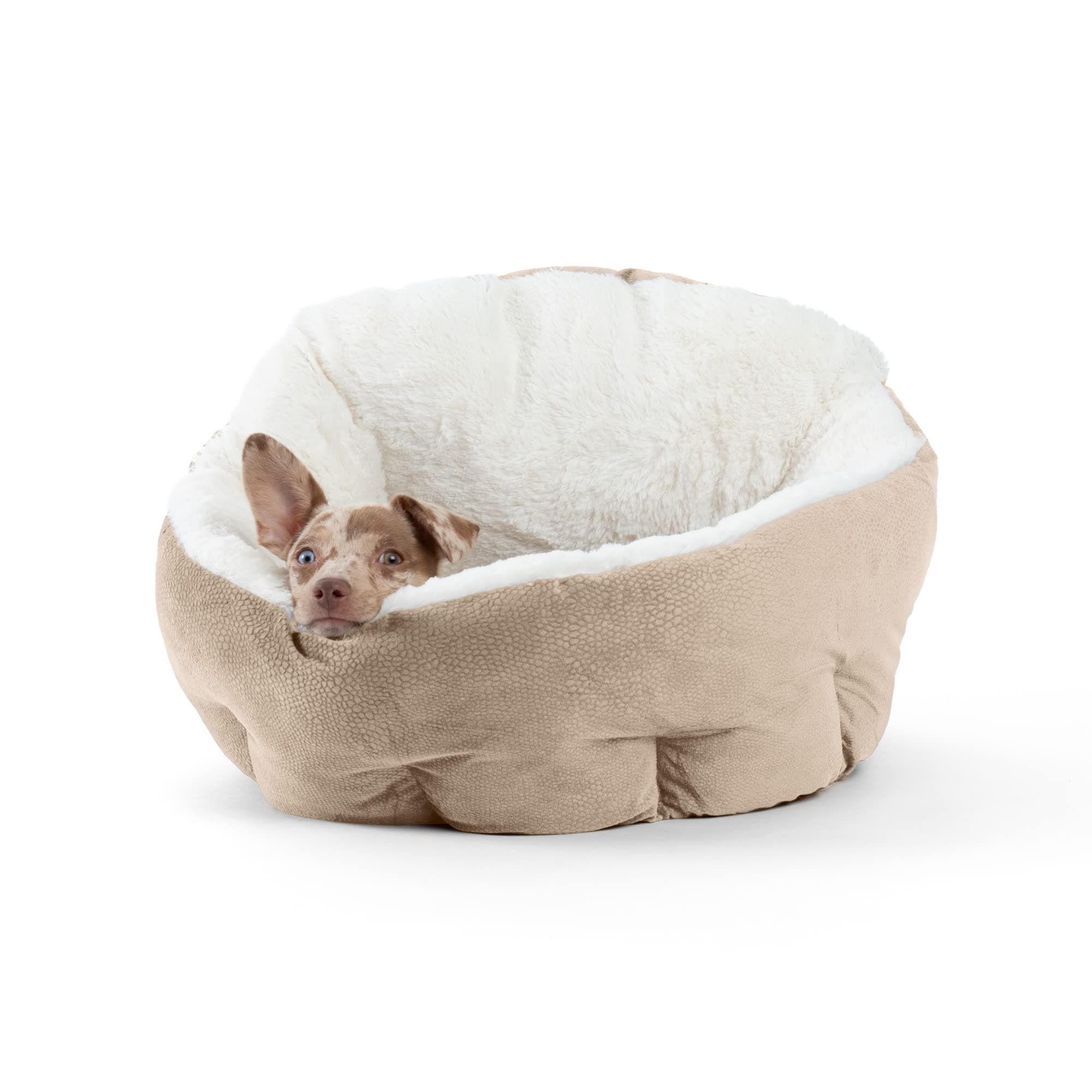 Best Friends by Sheri OrthoComfort Deep Dish Cuddler Ilan Microfiber Cat and Dog Bed, Wheat, Standard