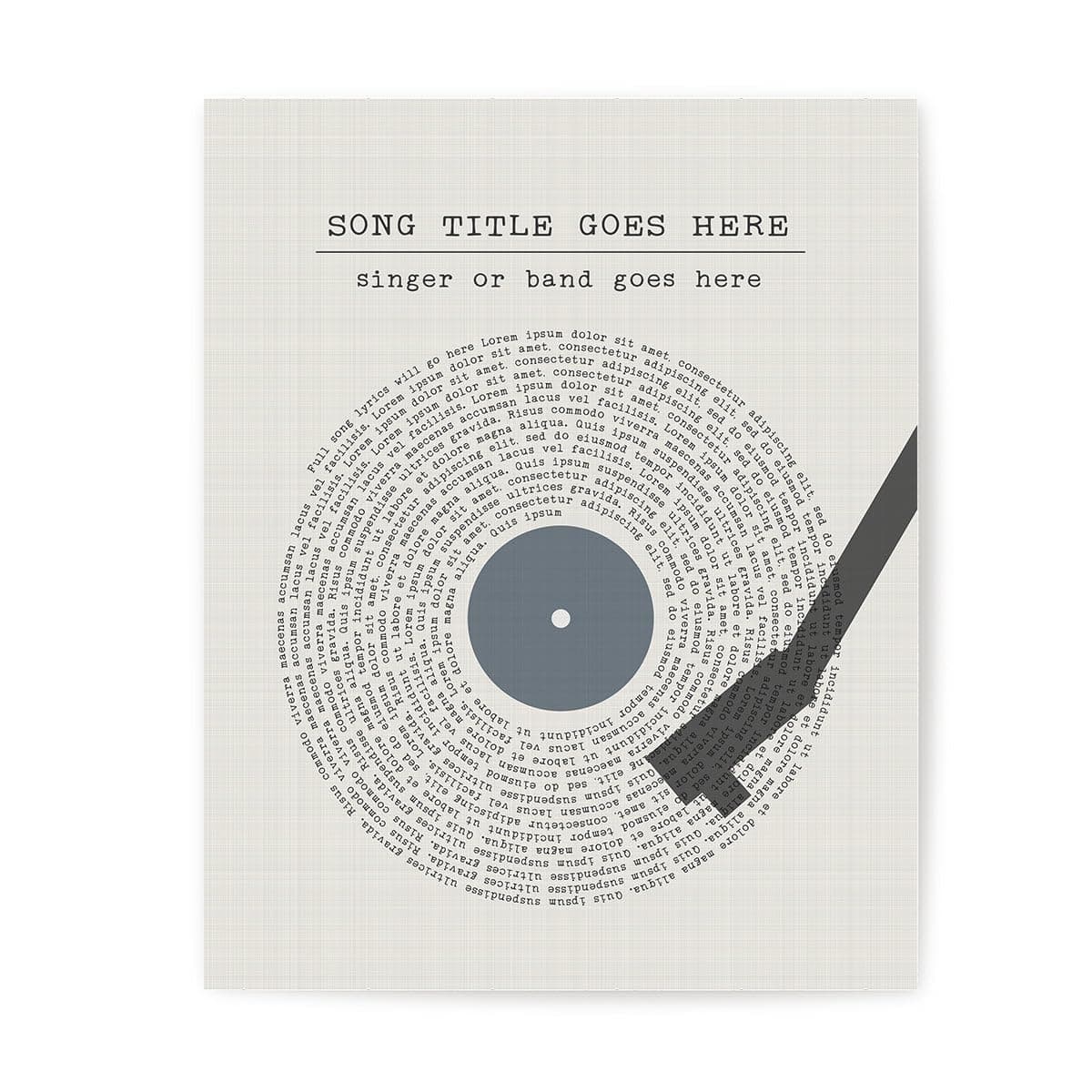 Custom Song Lyrics Wall Art Print, Blue Vinyl Record Player Music Lyric Spiral Artwork, Personalized Poster For Living Room Bedroom Apartment Dorm Gift Idea (11x14" Unframed)