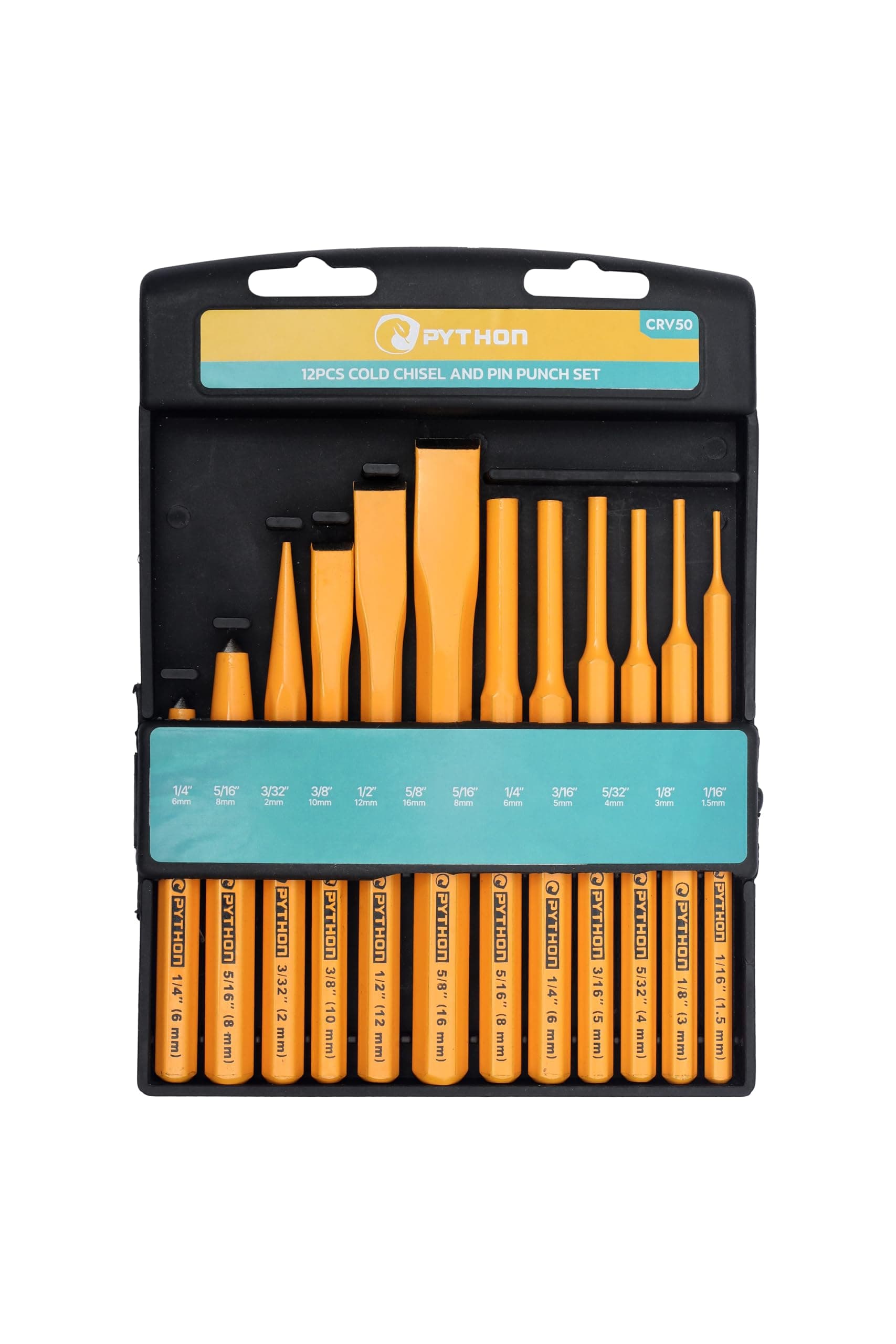 Python Pro 12pc Pin Punch & Chisel Tool Set CRV 65 Steel
