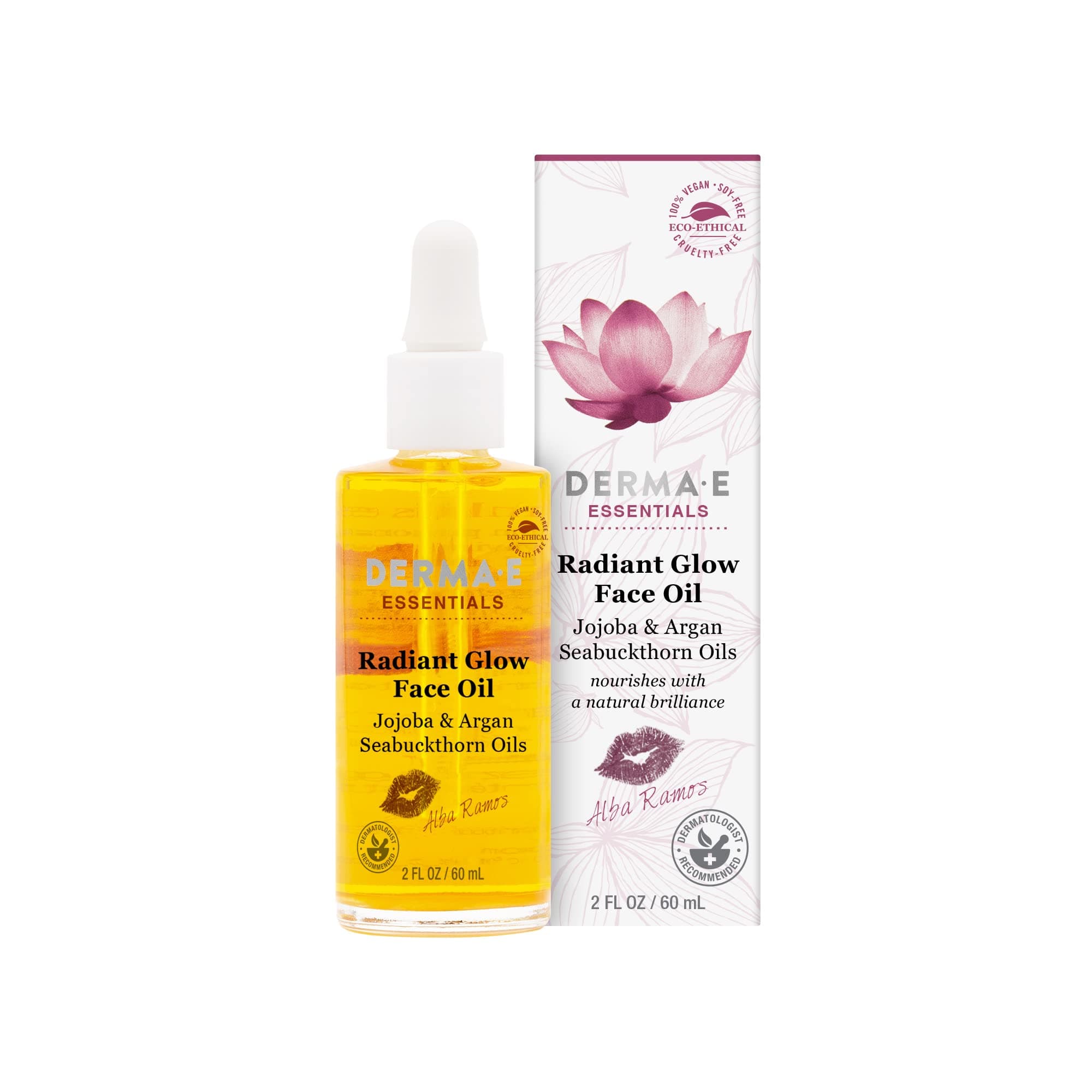 Derma E SunKissAlba Radiant Glow Signature Antioxidant Facial Oil with Jojoba, Argan, and Seabuckthorn Oils, Body & Hair, 2 Fl Oz