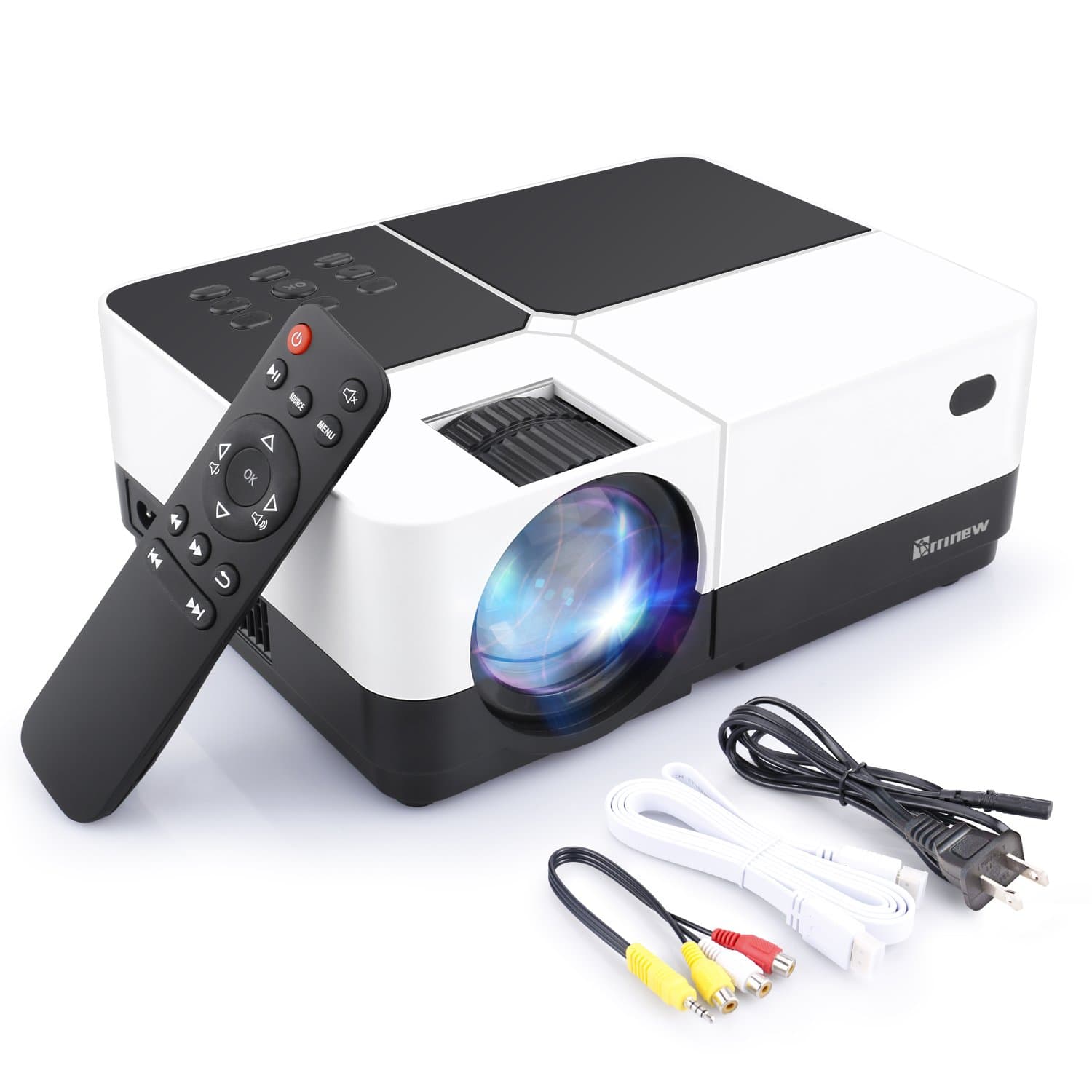 Arrinew Portable Projector, Full HD Mini Video Projector LED Home Theater Projector with HDMI Cable, Compatible with AV HDMI USB SD Card VGA