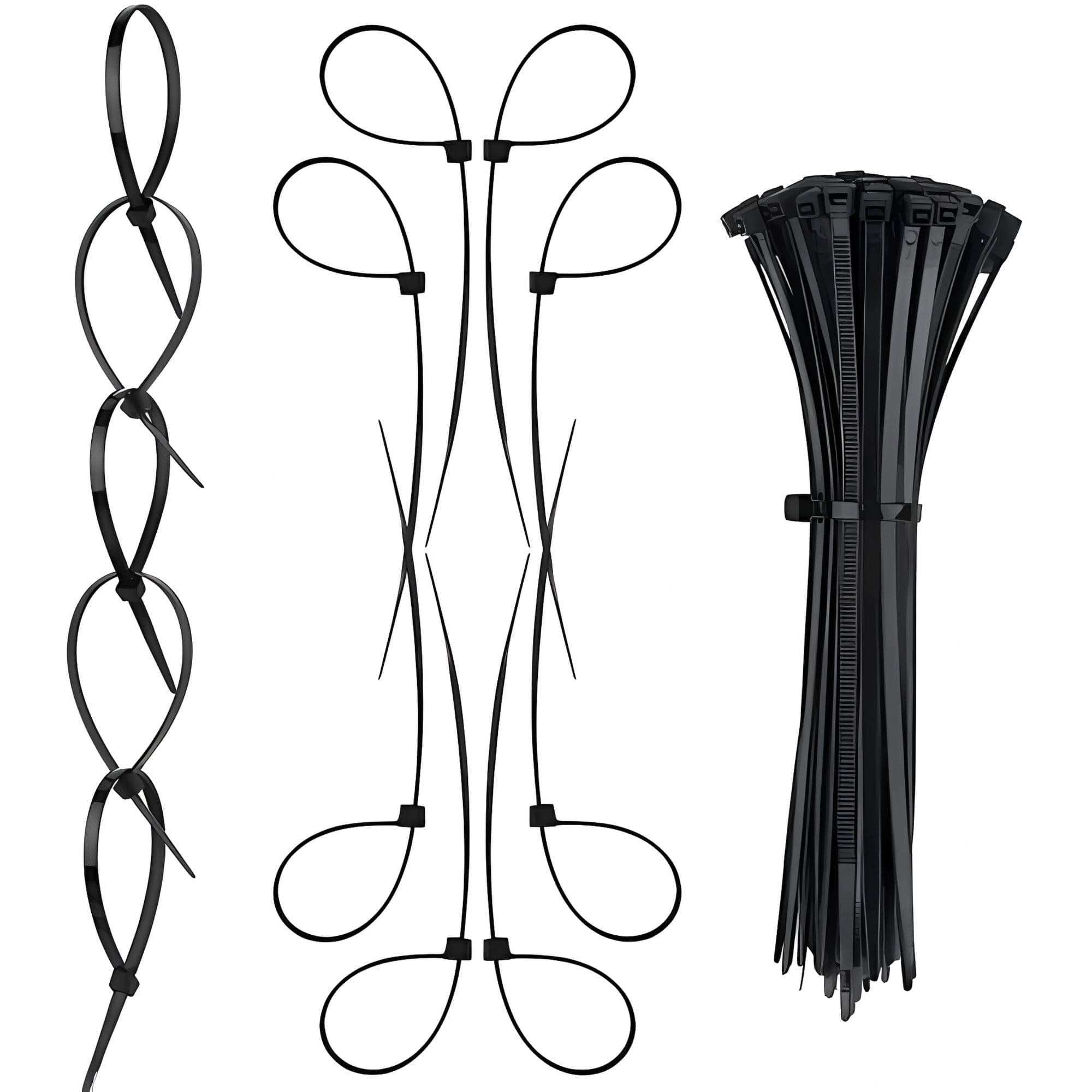 4-Inch Nylon Cable Ties (100-Pack) – Heavy-Duty, Self-Locking Plastic Straps for Indoor and Outdoor Use – Durable, Adjustable Cable Management Solution (100 mm x 2.5 mm, Black)